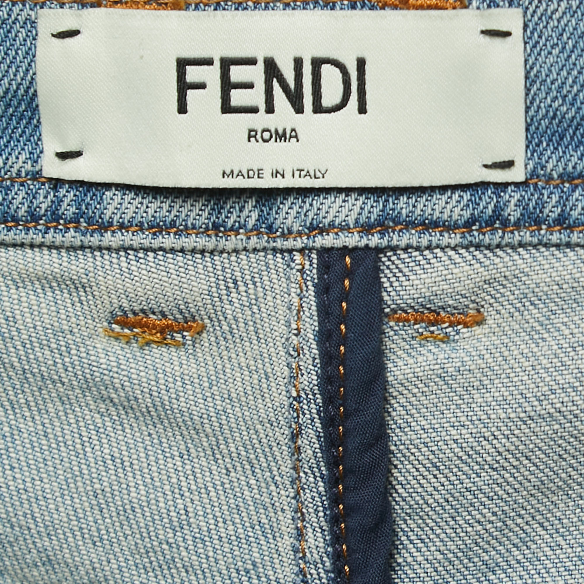 Fendi Blue Denim I Love Karl Boyfriend Jeans M Waist 34