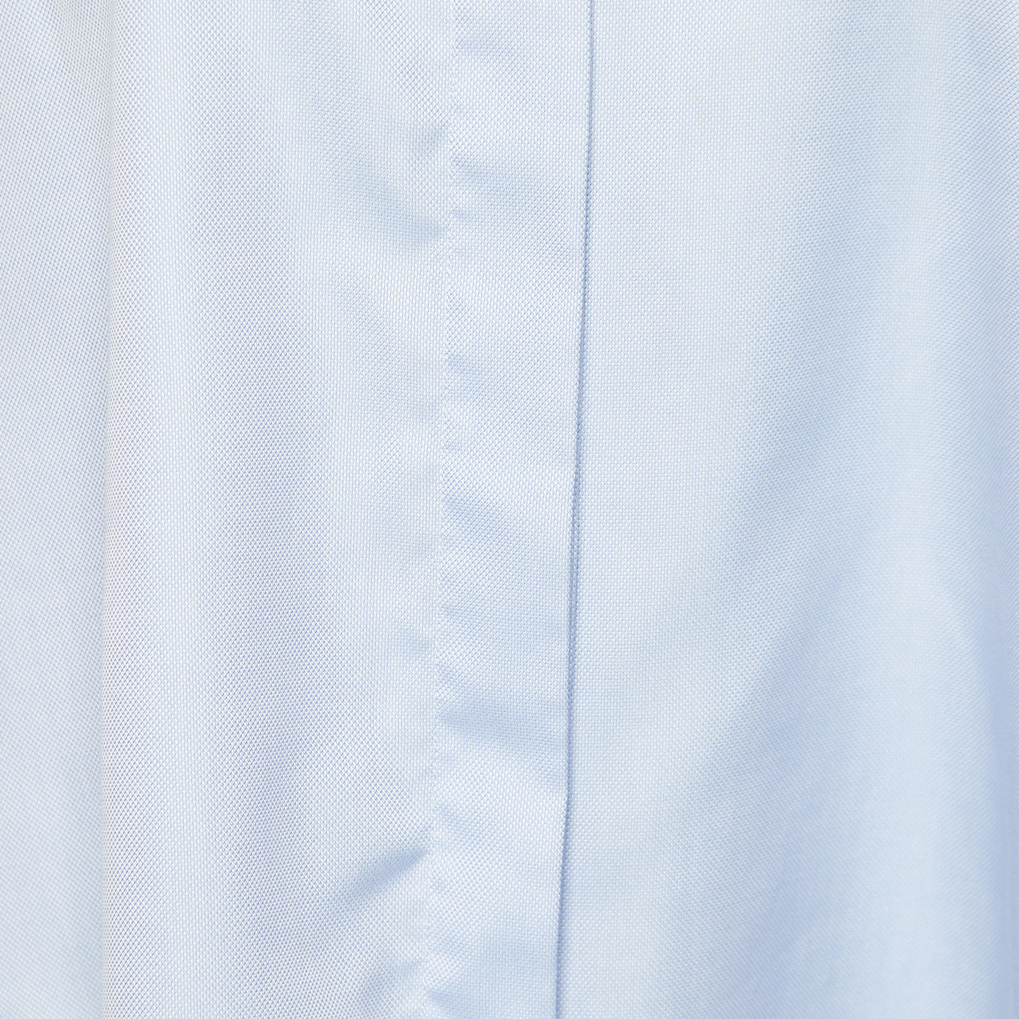 Fendi Blue Cotton Contrast Detail Cut Shoulder Shirt M