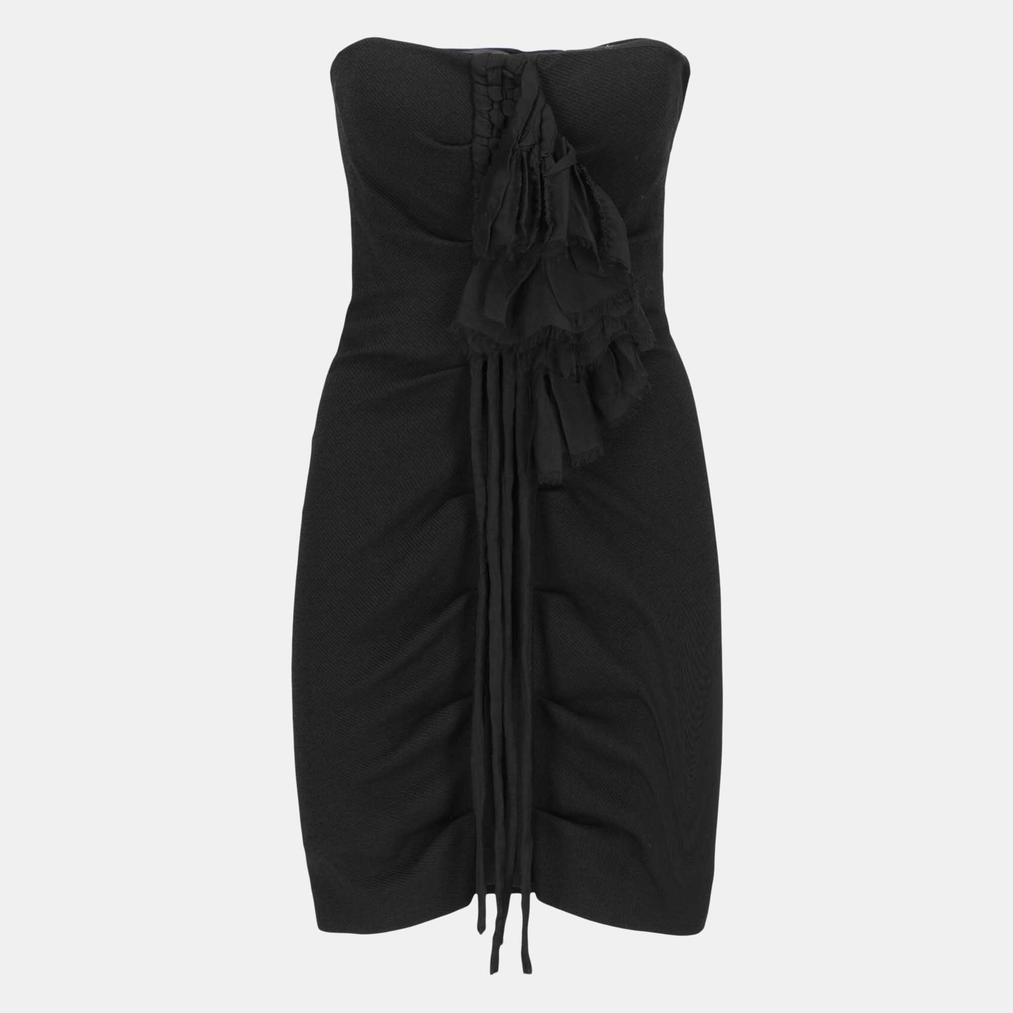 Fendi  Women's Synthetic Fibers Midi Dress - Black - S
