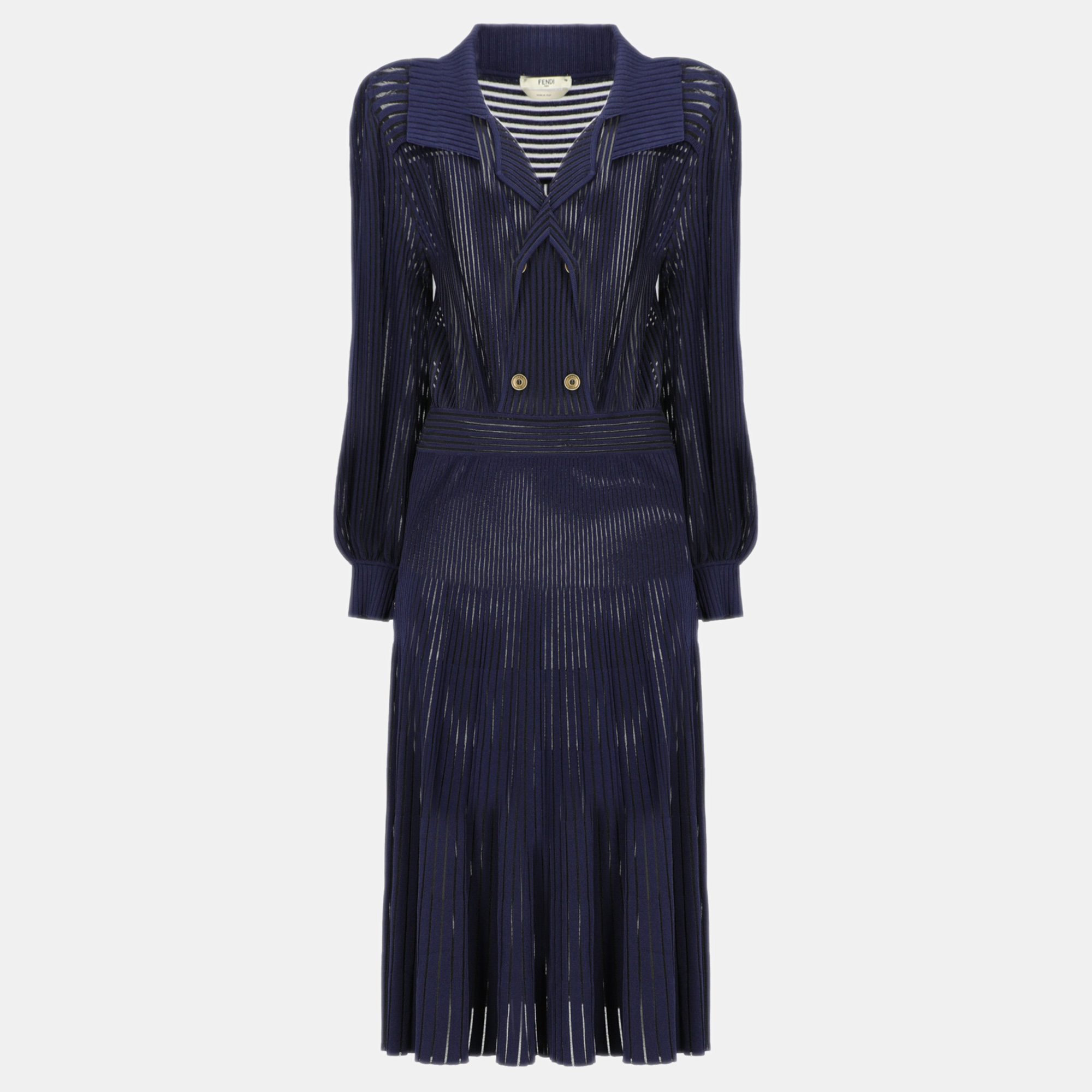 Fendi  Women's Synthetic Fibers Long Dress - Navy - S