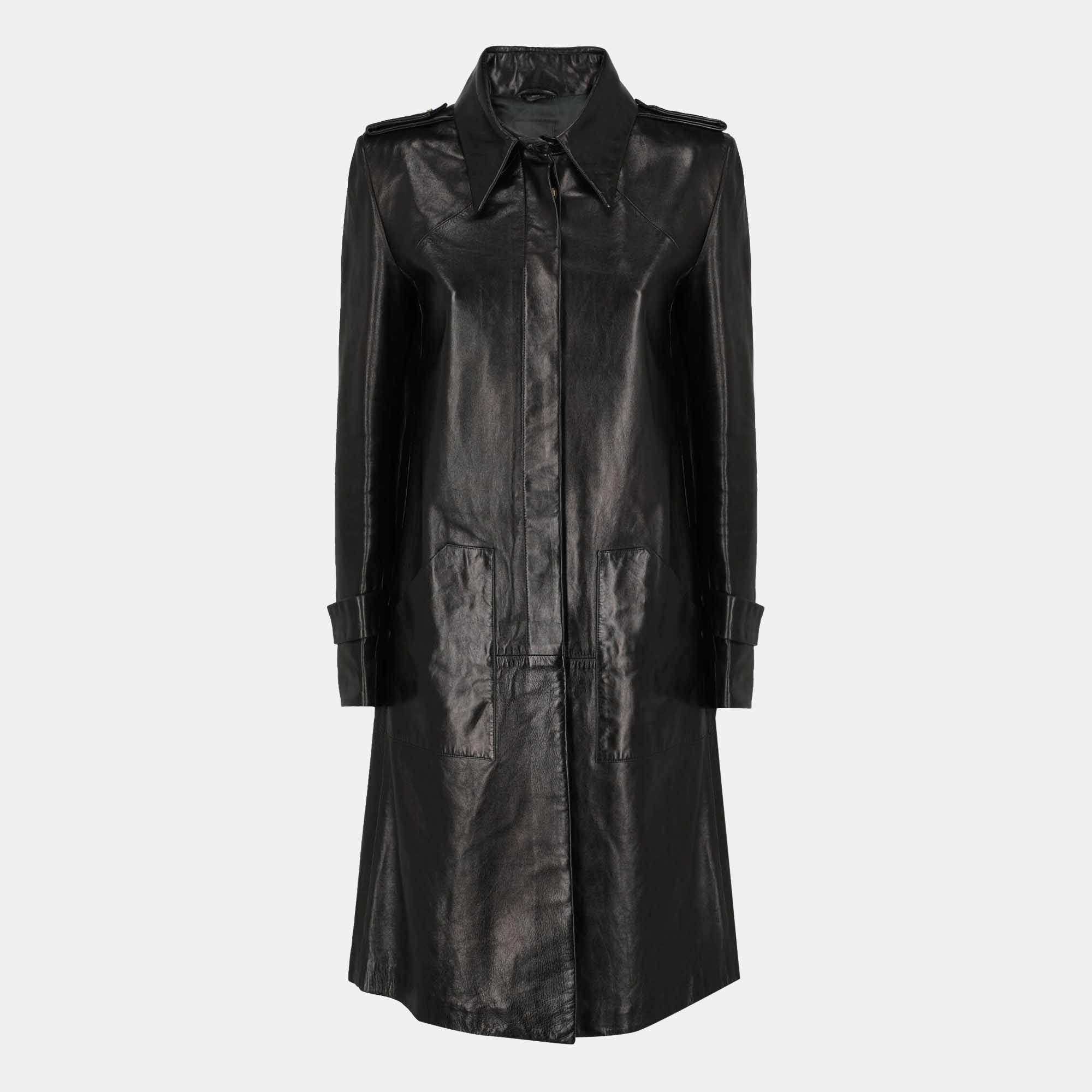 Fendi  Women's Leather Raincoat - Black - M
