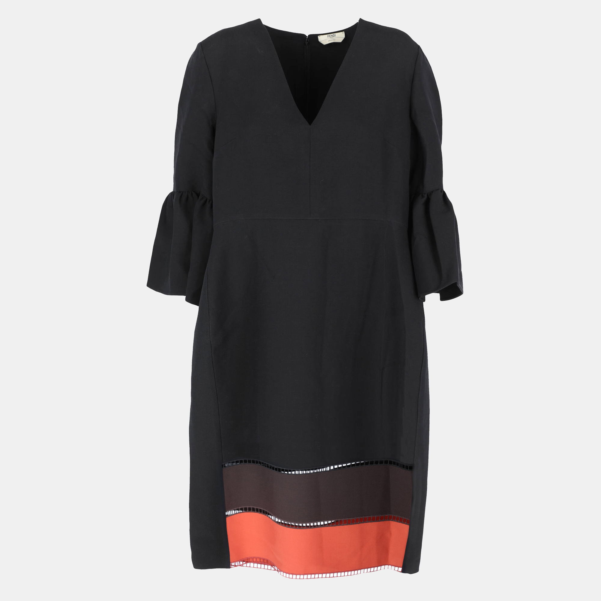 Fendi  Women's Wool Midi Dress - Black - M