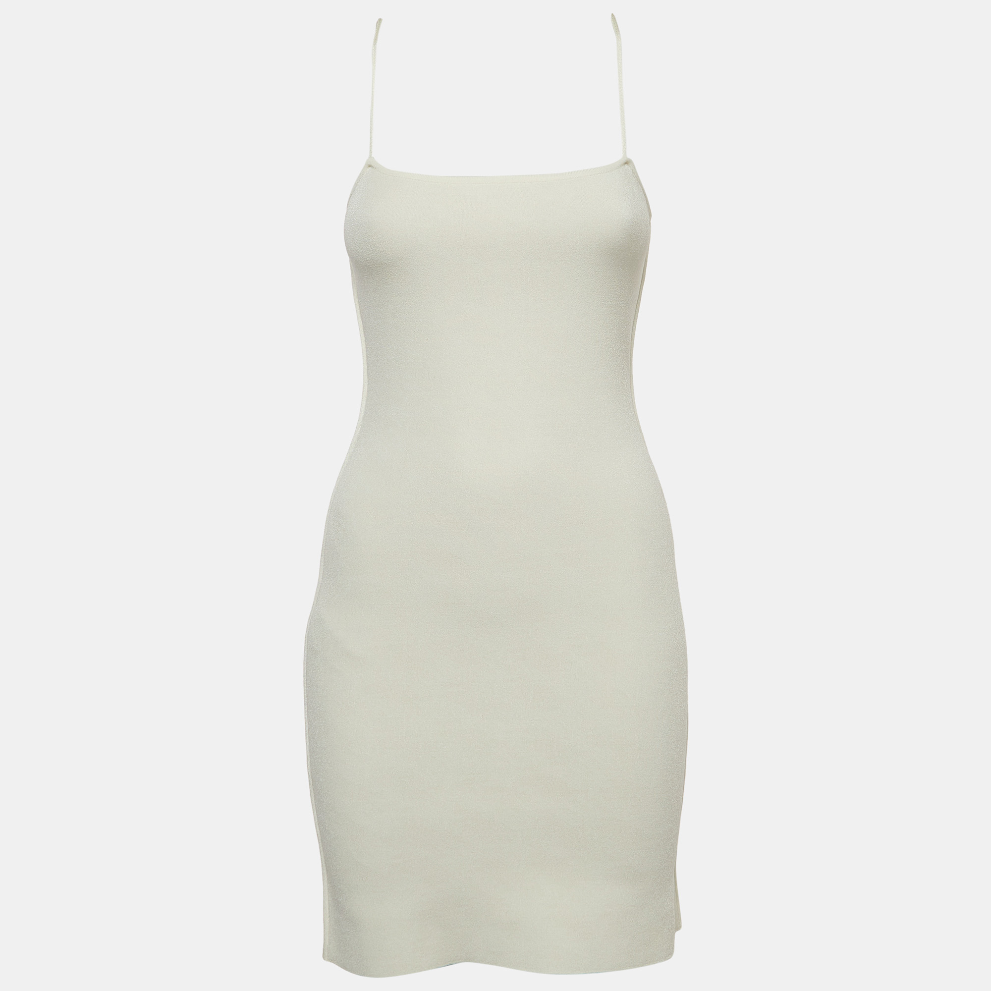 Fendi Off-White Knit Cut-out Logo Detail Mini Sheath Dress S