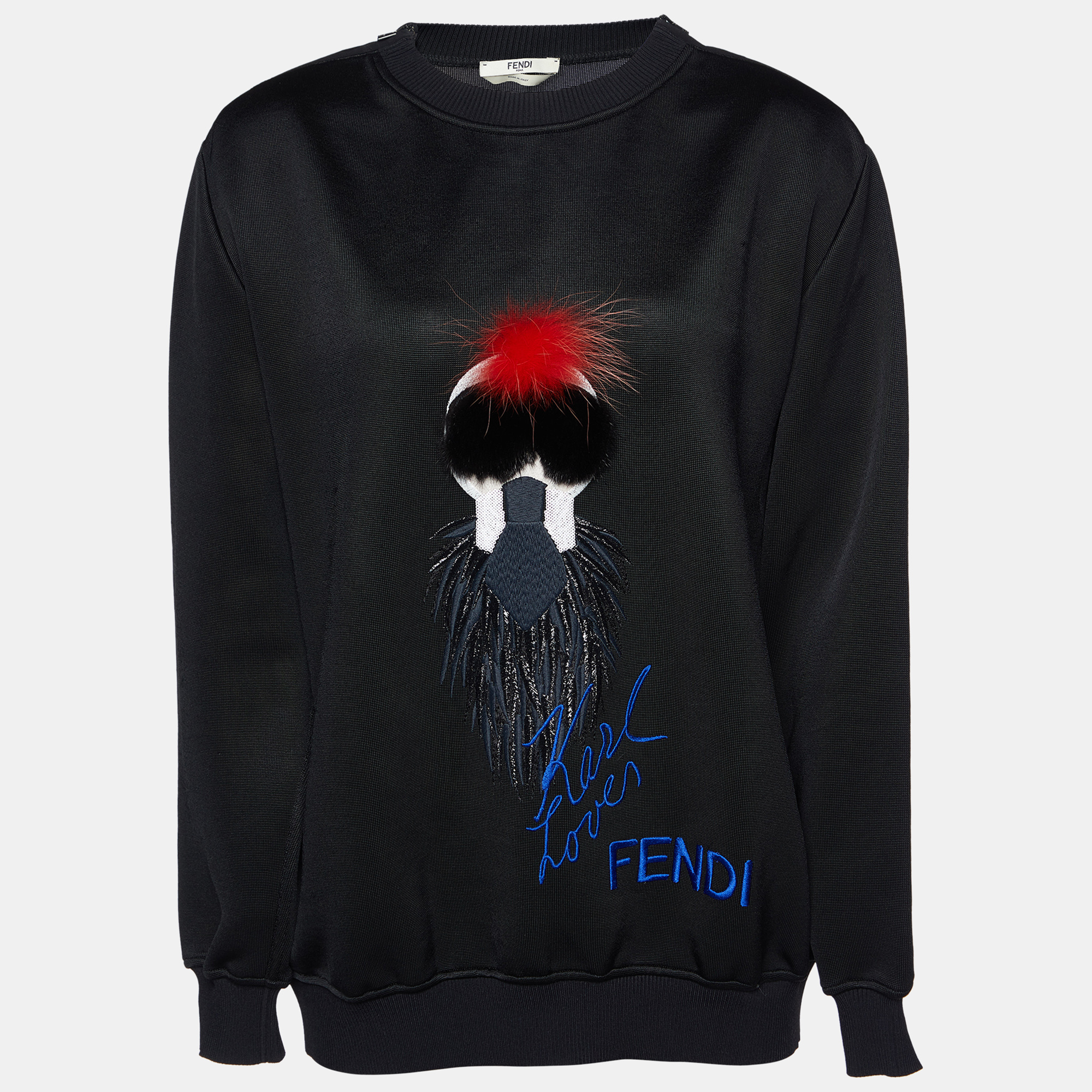Fendi X Karl Lagerfeld Black Karlito Jersey Sweatshirt M