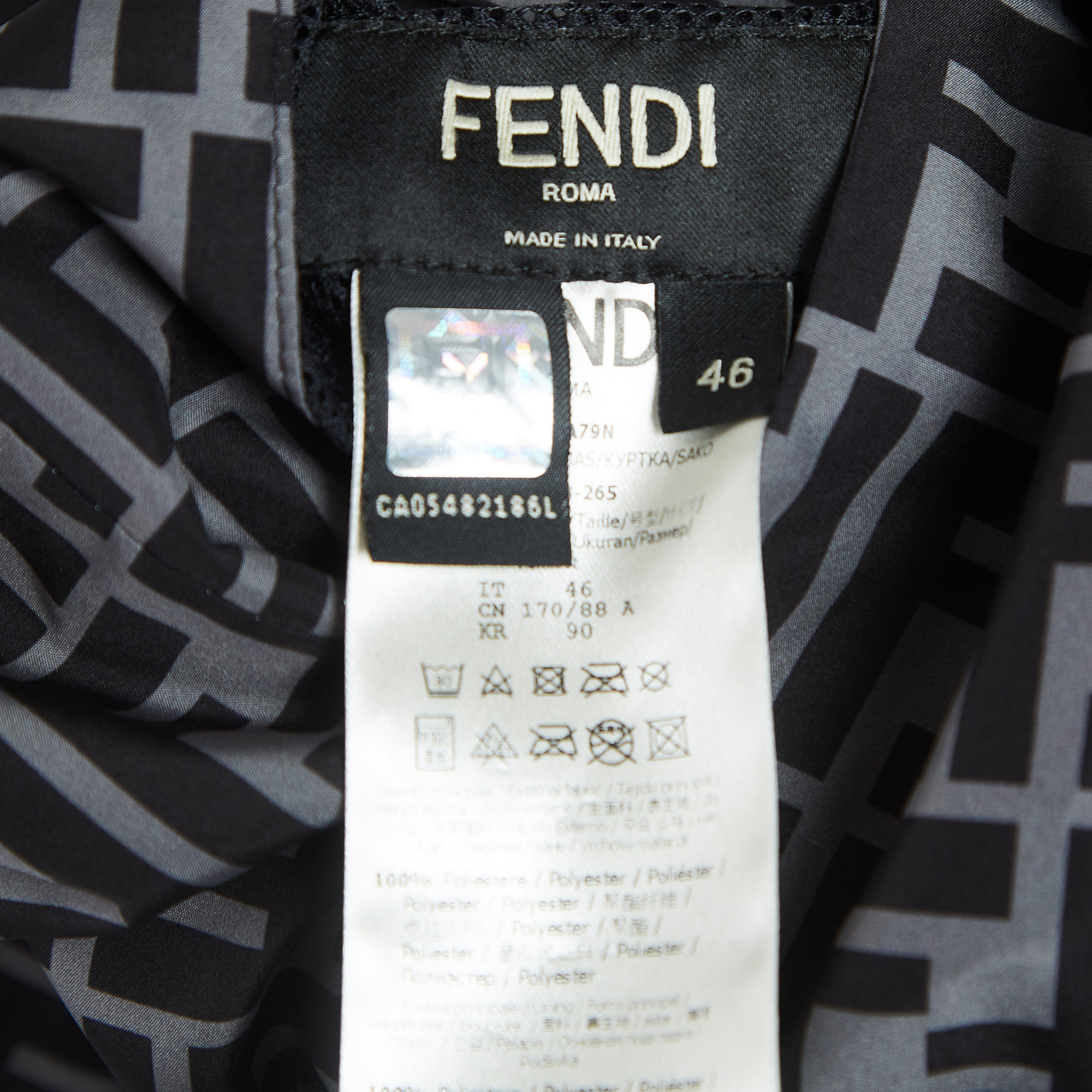 Fendi Black/Blue Print Synthetic Reversible Windbreaker Jacket L