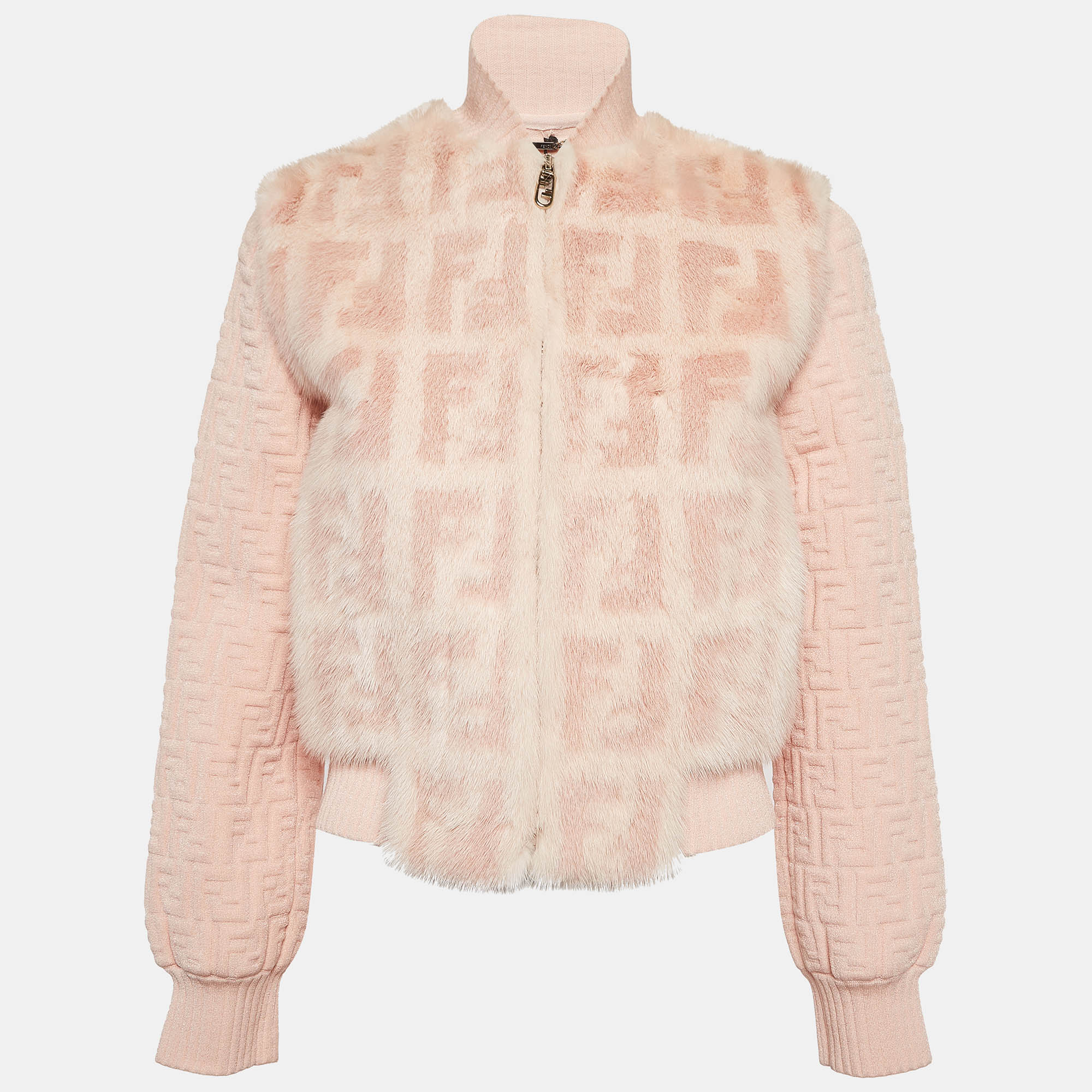 Fendi pink monogram mink fur jacket xs