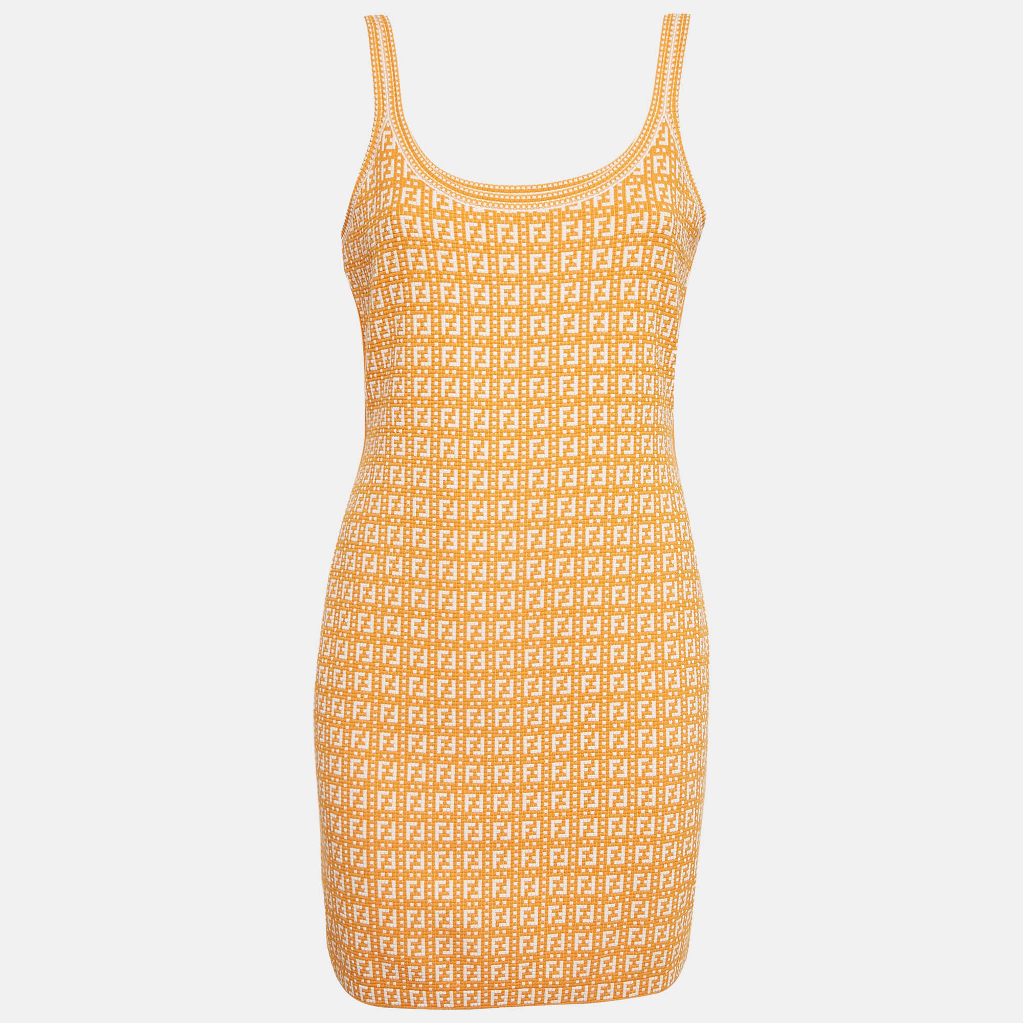 Fendi orange zucca knit mini bodycon dress m