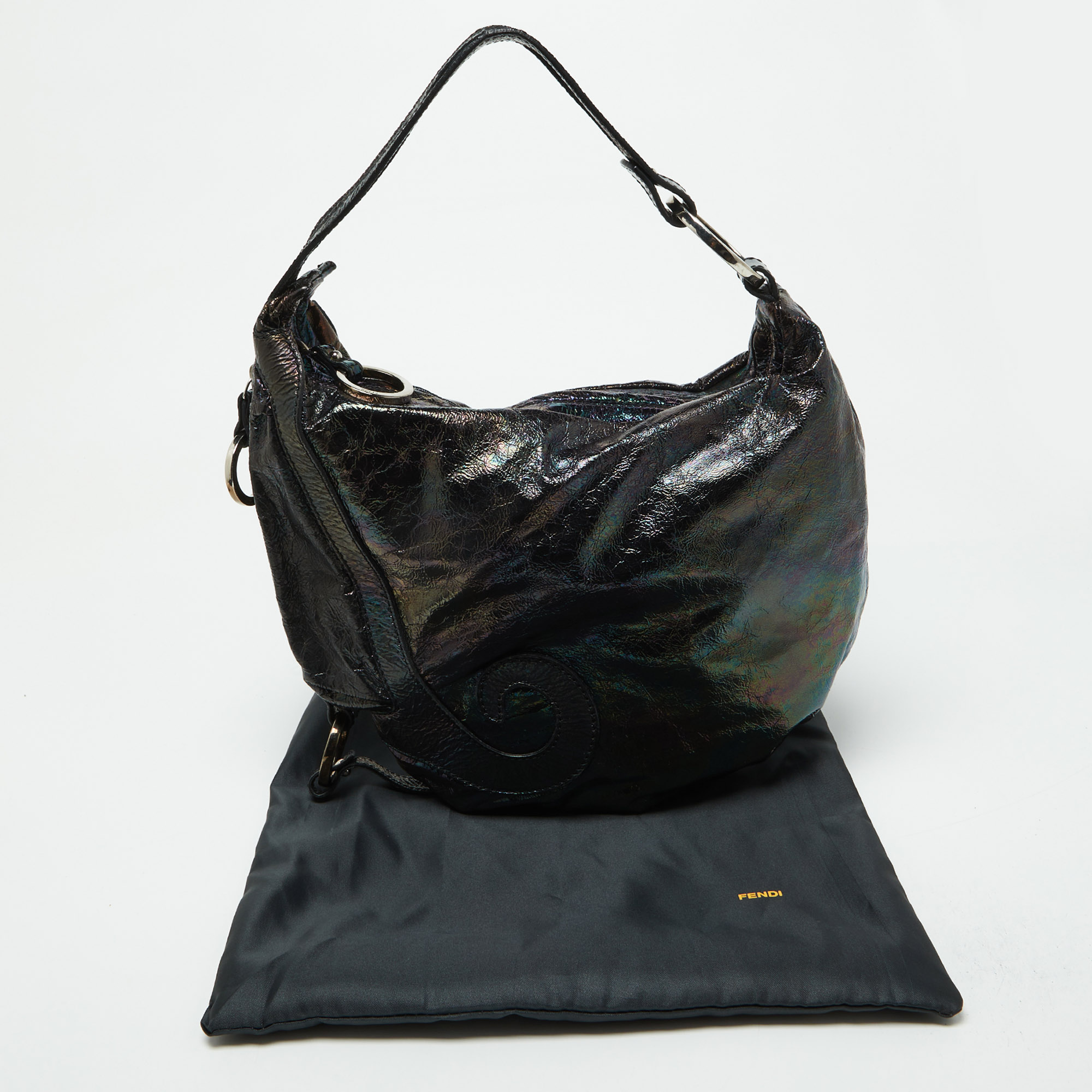 Fendi Multicolor Iridescent Leather Biga Hobo