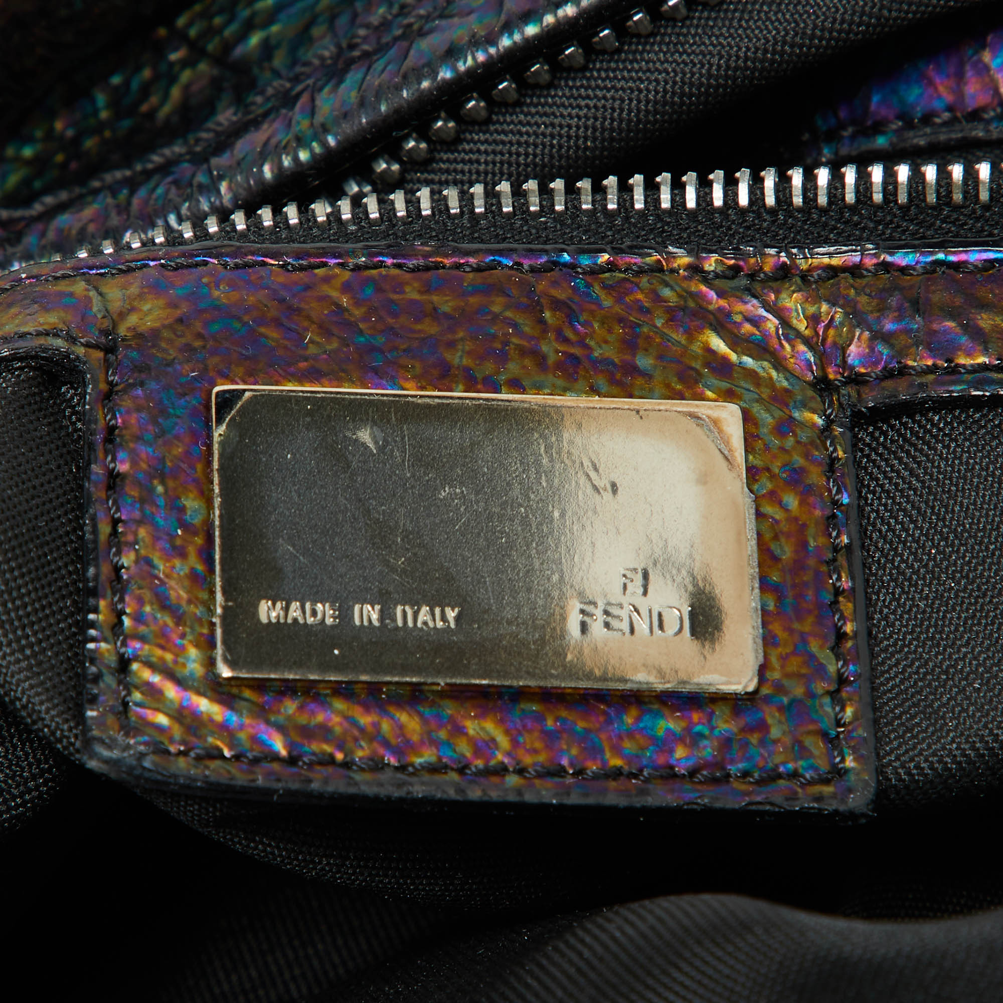 Fendi Multicolor Iridescent Leather Biga Hobo