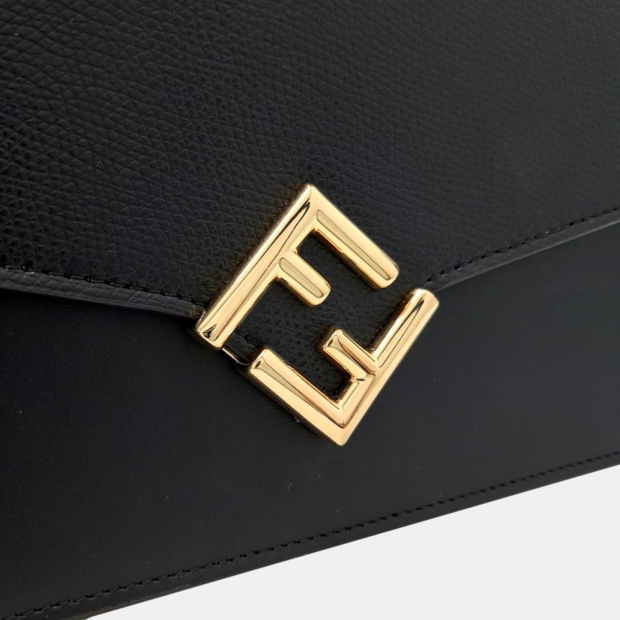 Fendi Black Leather FF Handbag