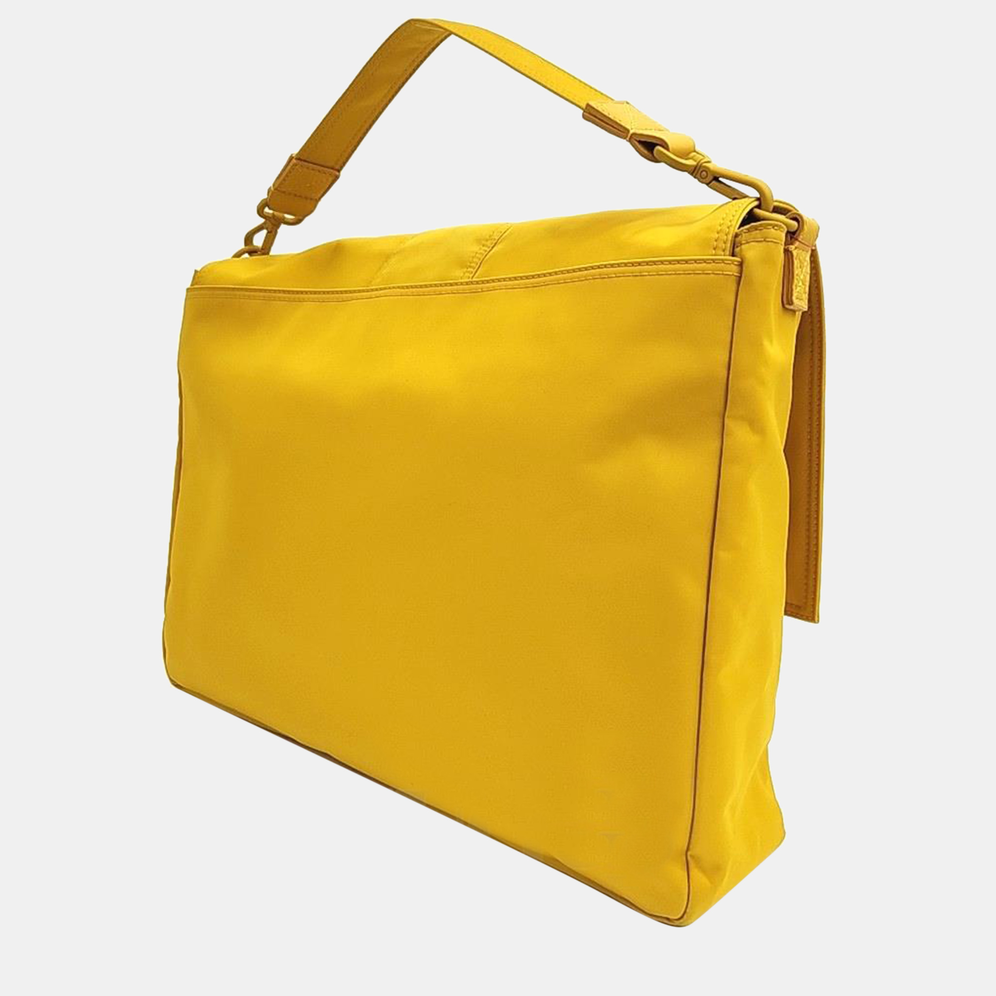 Fendi Yellow Nylon Large Baguette Messenger Bag