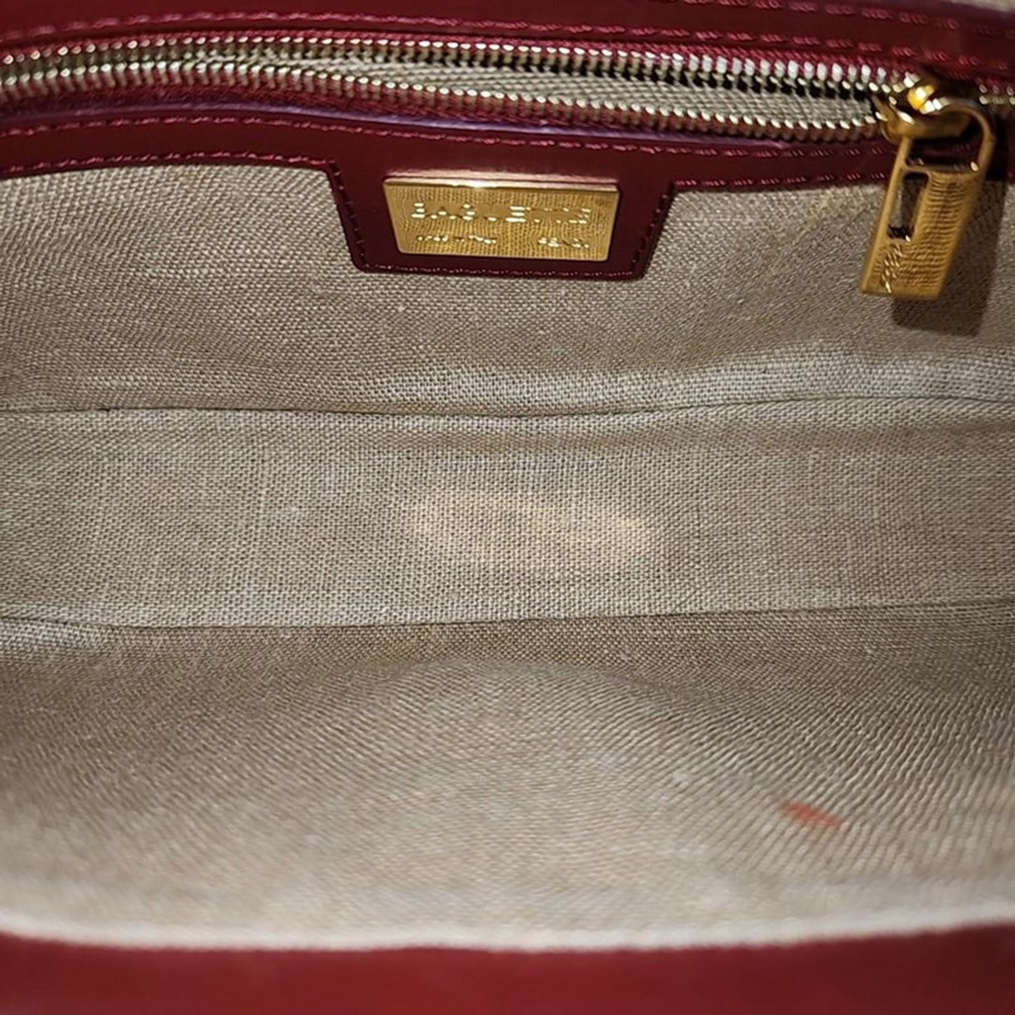 Fendi Red Leather Baguette Top Handle Bag