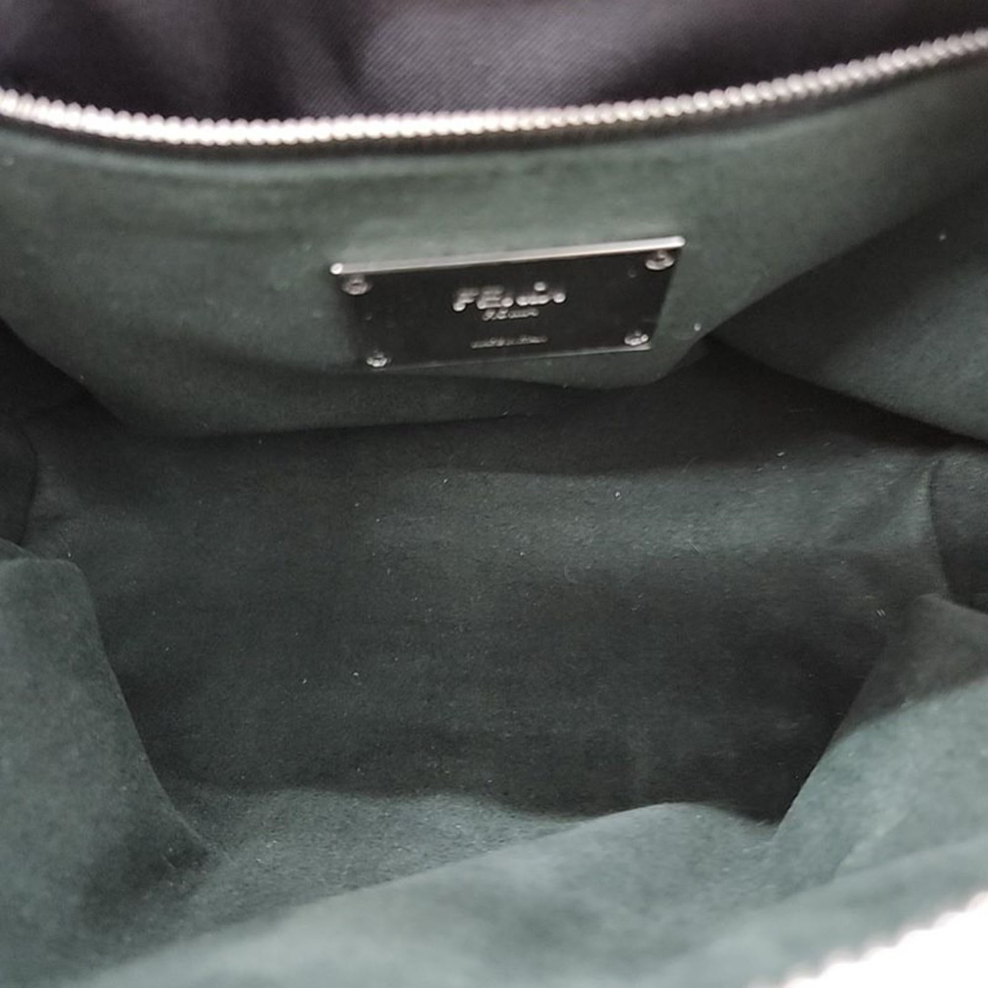 Fendi Black Leather Shearling Tote Bag