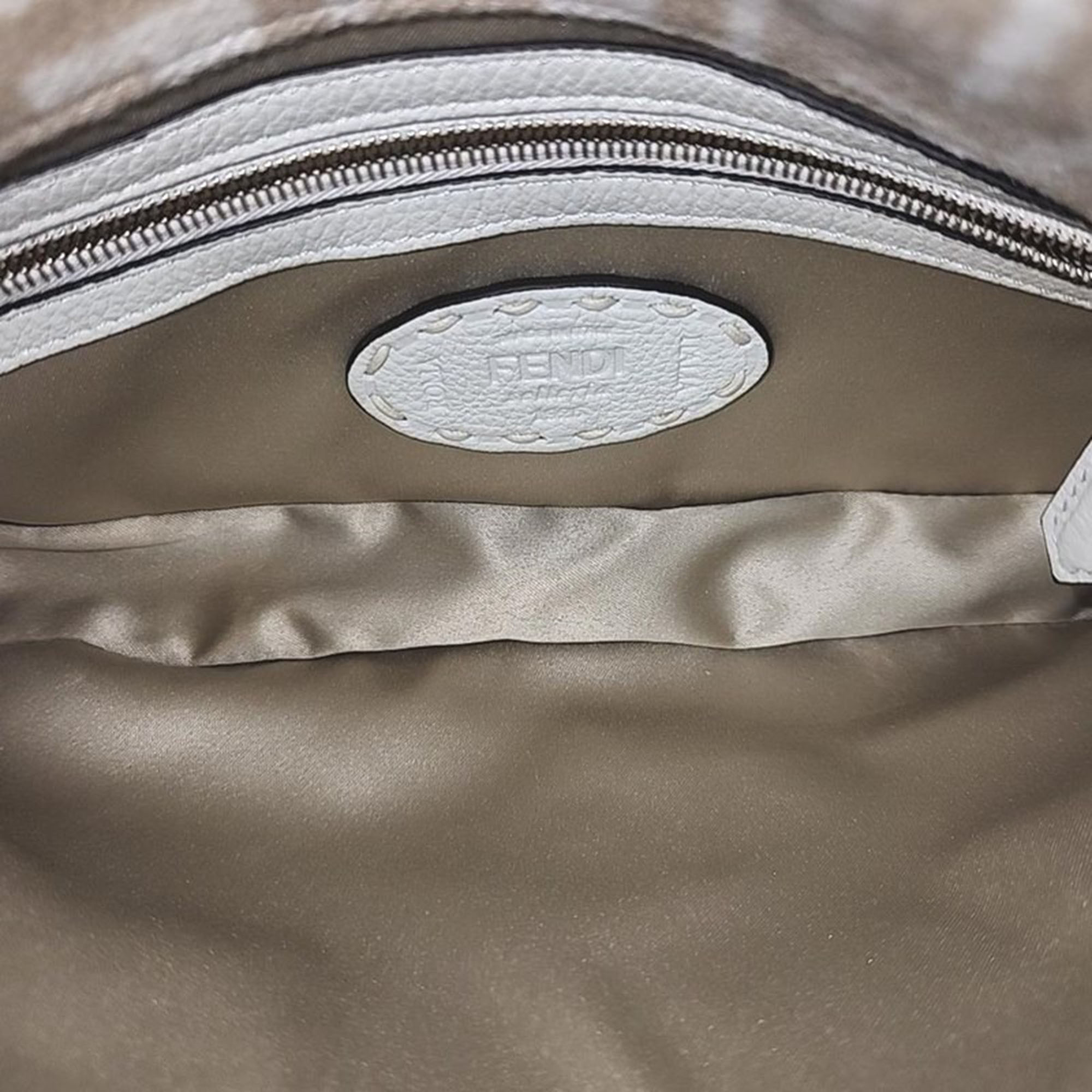 Fendi Beige Leather Selleria Baguette Shoulder Bag