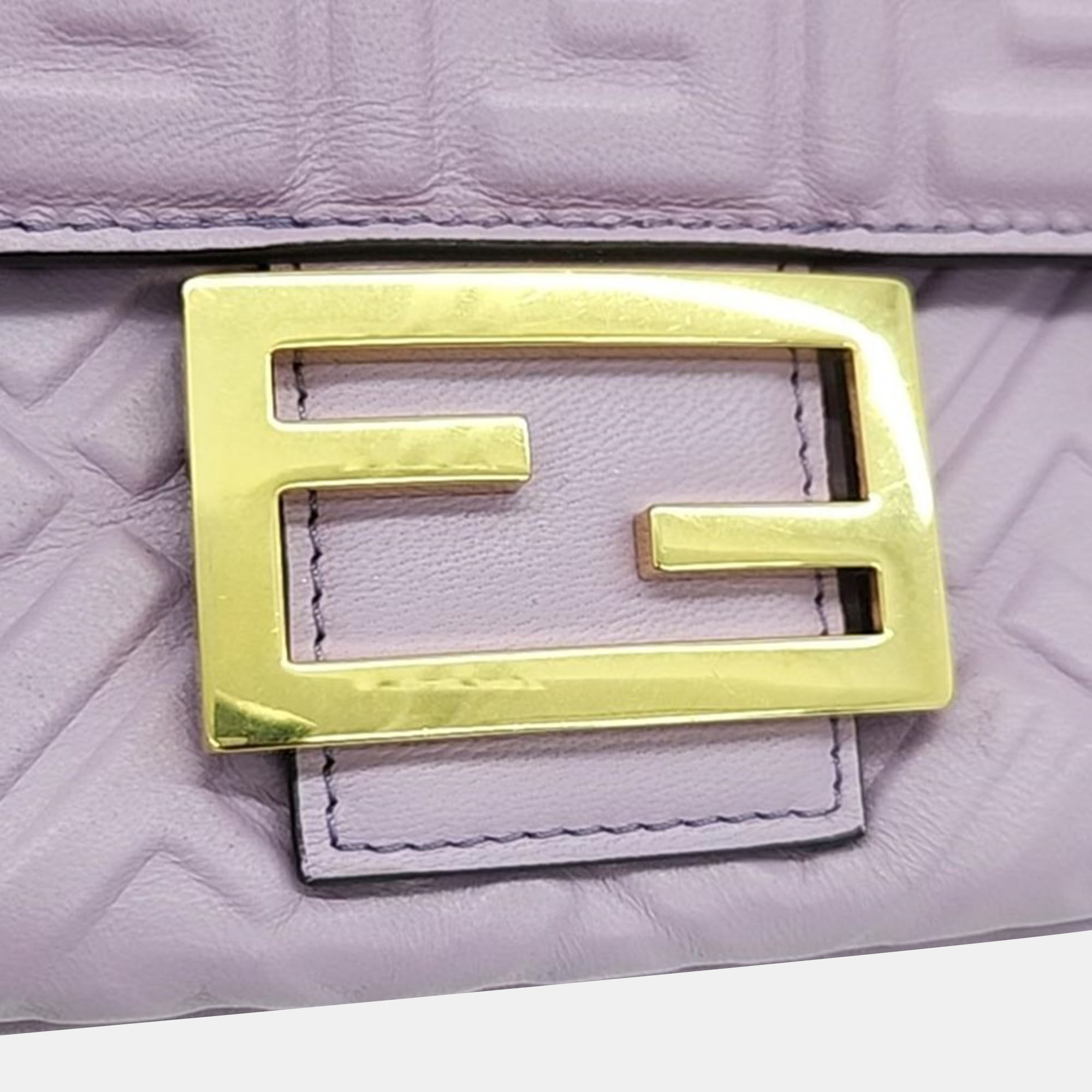 Fendi Purple Leather Baguette Shoulder Bag