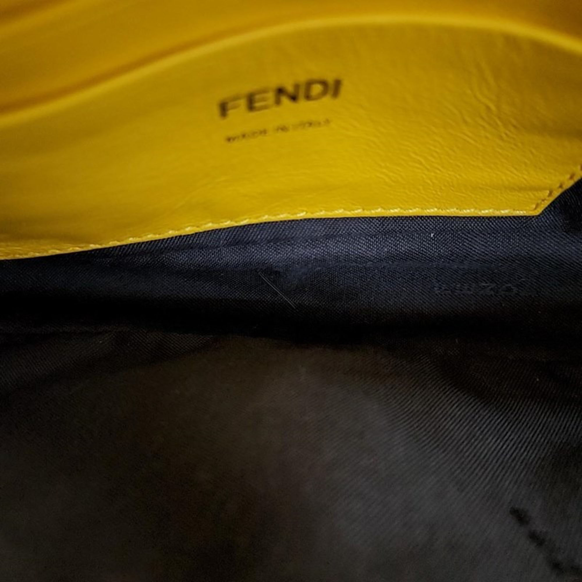 Fendi Yellow Zucca Embossed Leather Mini Baguette Bag