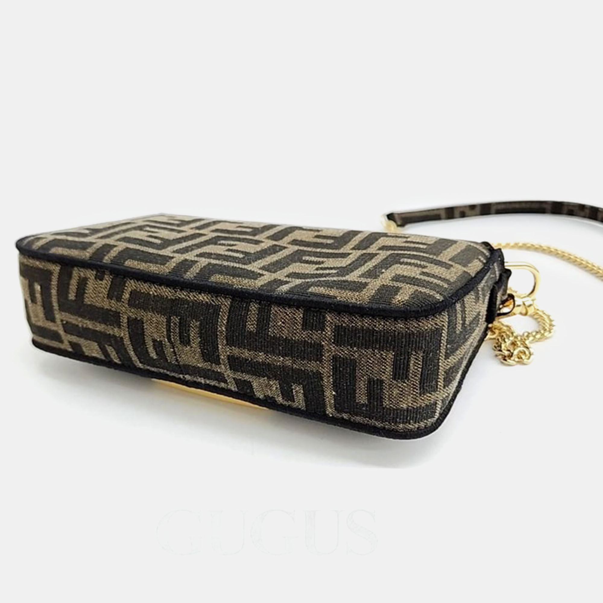 Fendi Brown Fabric Zucca Baguette Mini Top Handle Bag