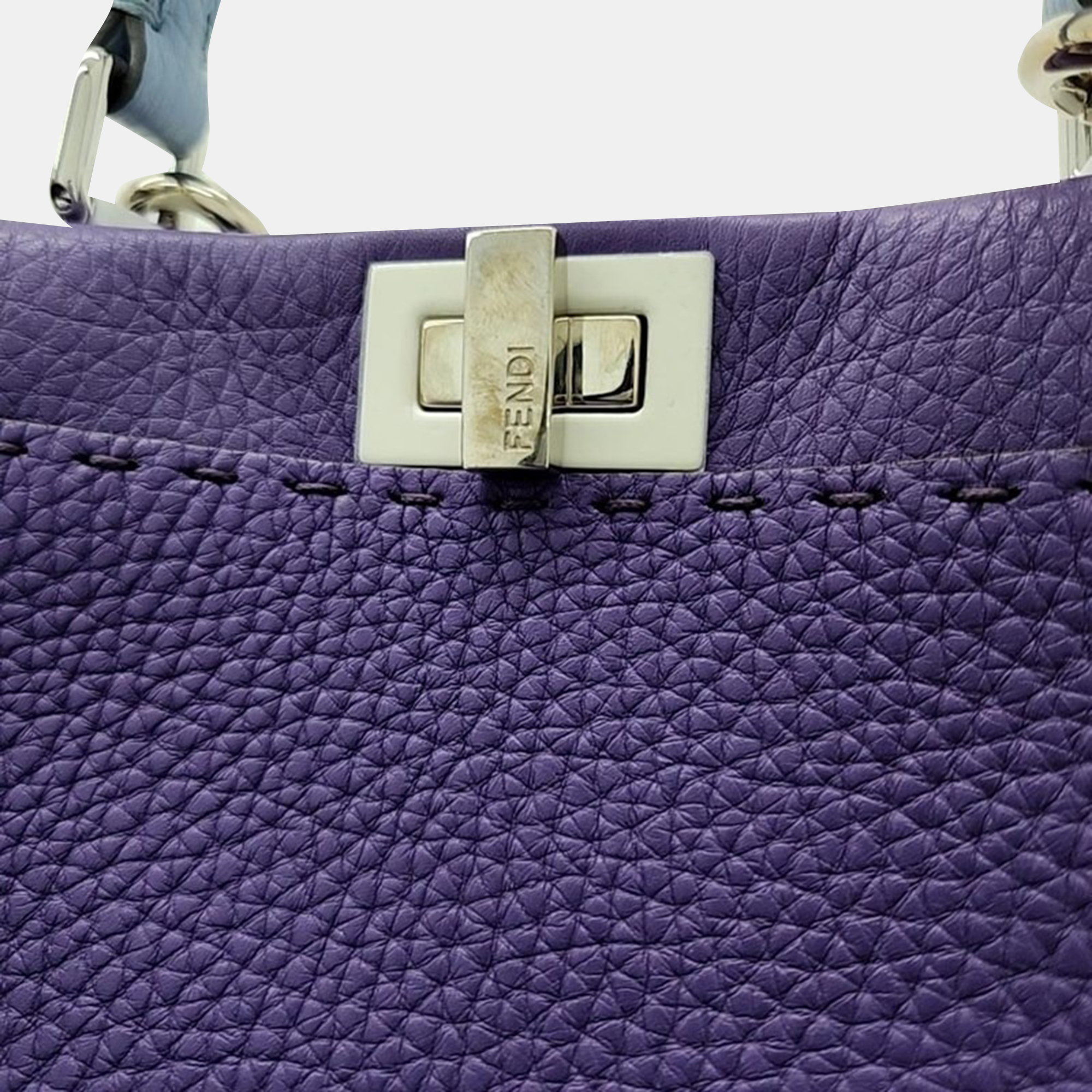 Fendi Purple Leather Selleria Mini Peekaboo Iconic Satchel Bag