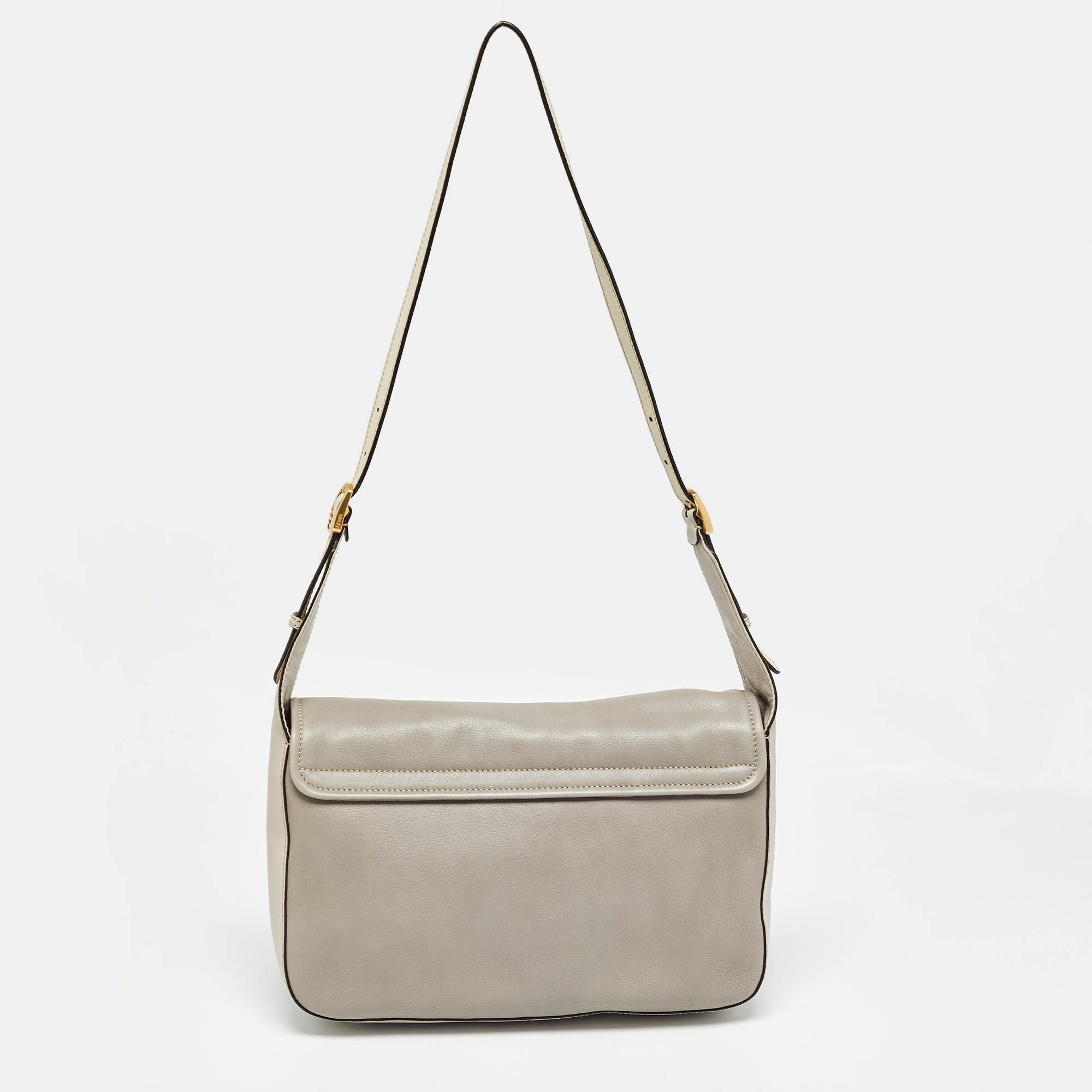 Fendi Two Tone Grey Leather Chameleon Shoulder Bag