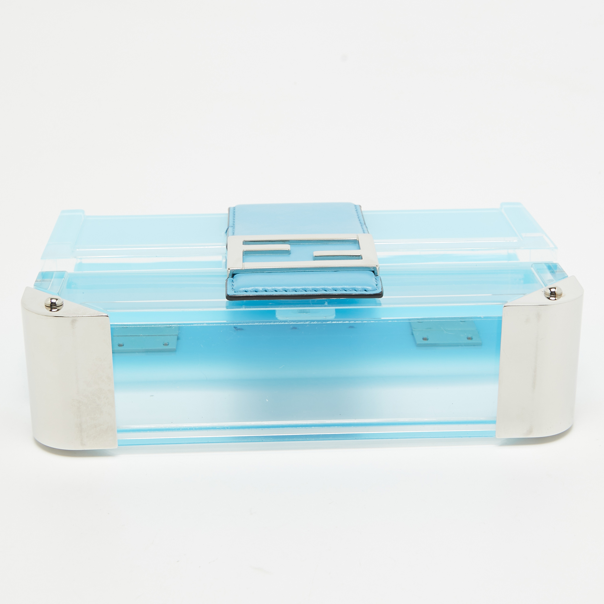 Fendi Ombre Blue Plexiglass And Leather Mini Trunk Baguette