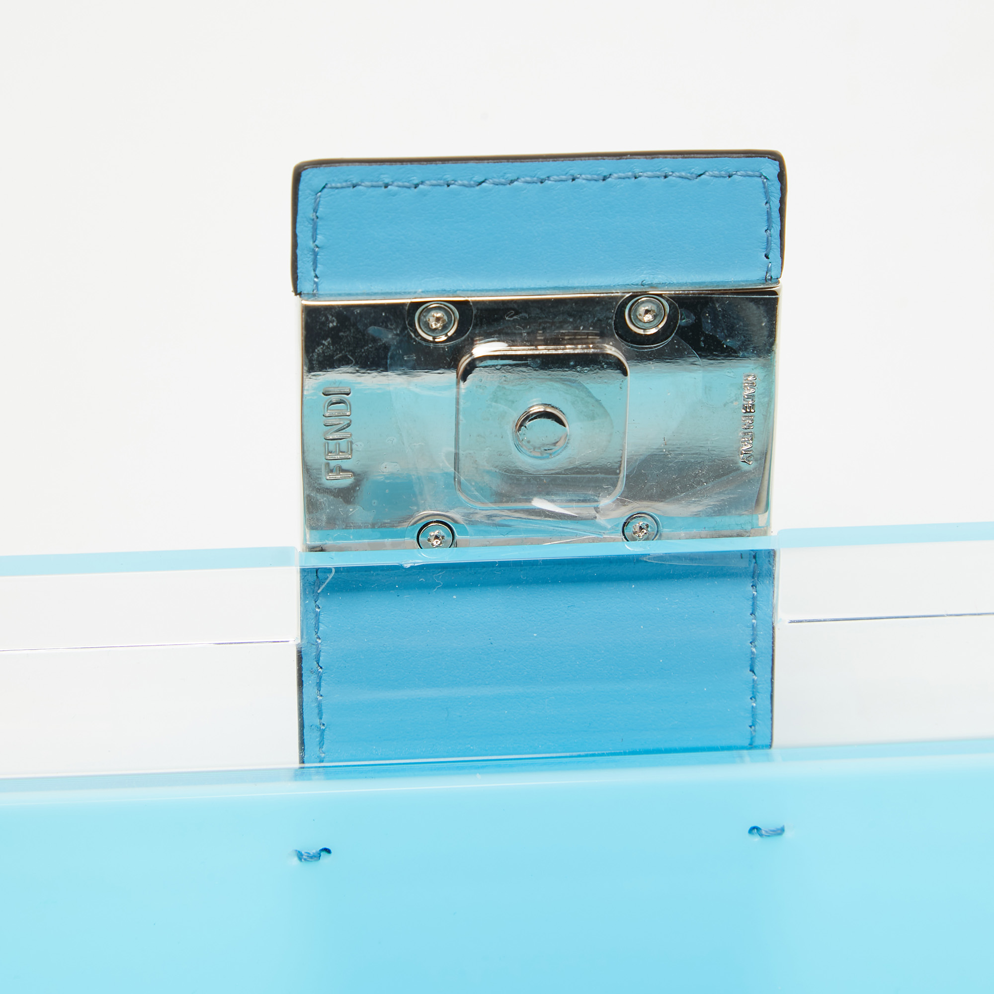 Fendi Ombre Blue Plexiglass And Leather Mini Trunk Baguette