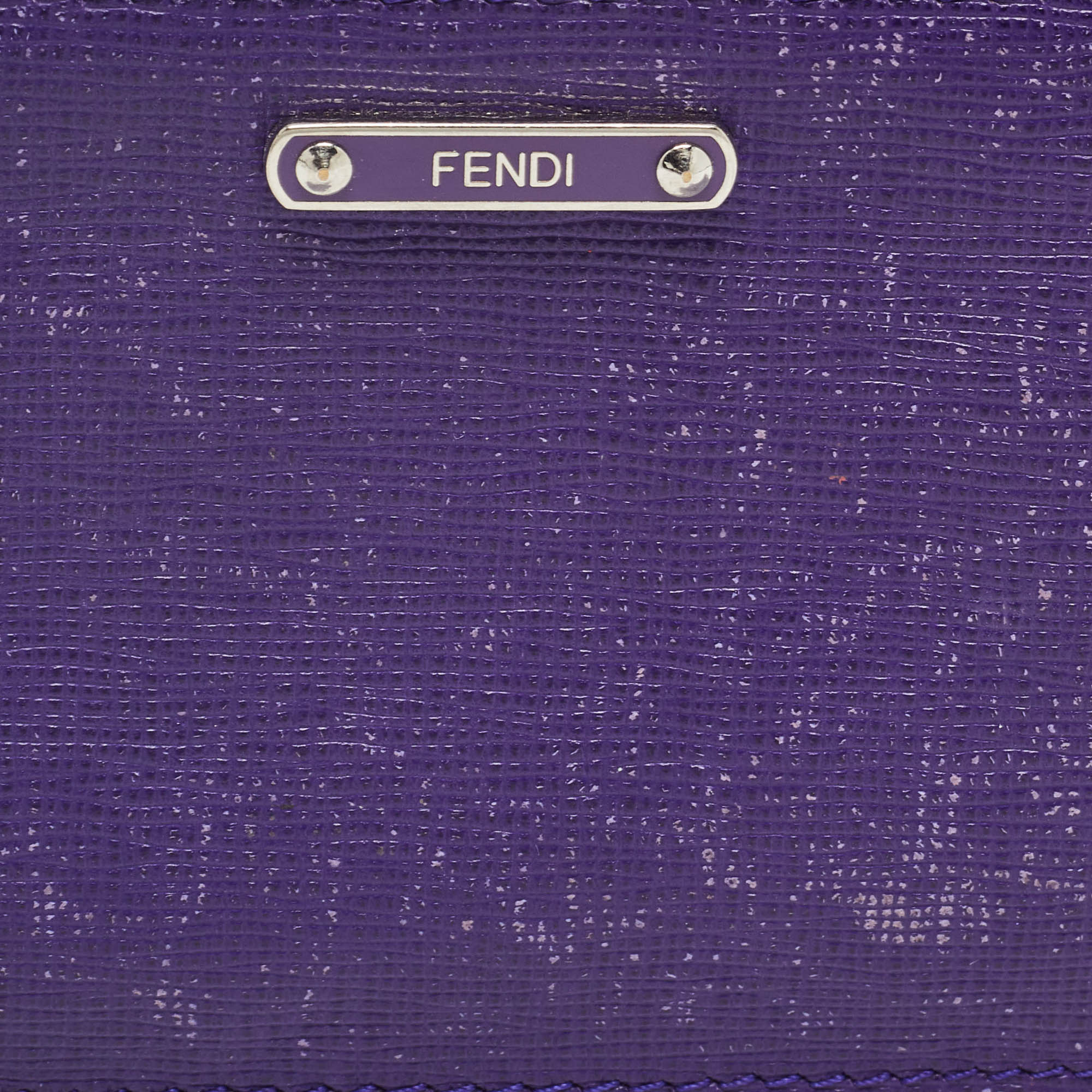 Fendi Purple/Grey Leather Zip Coin Pouch