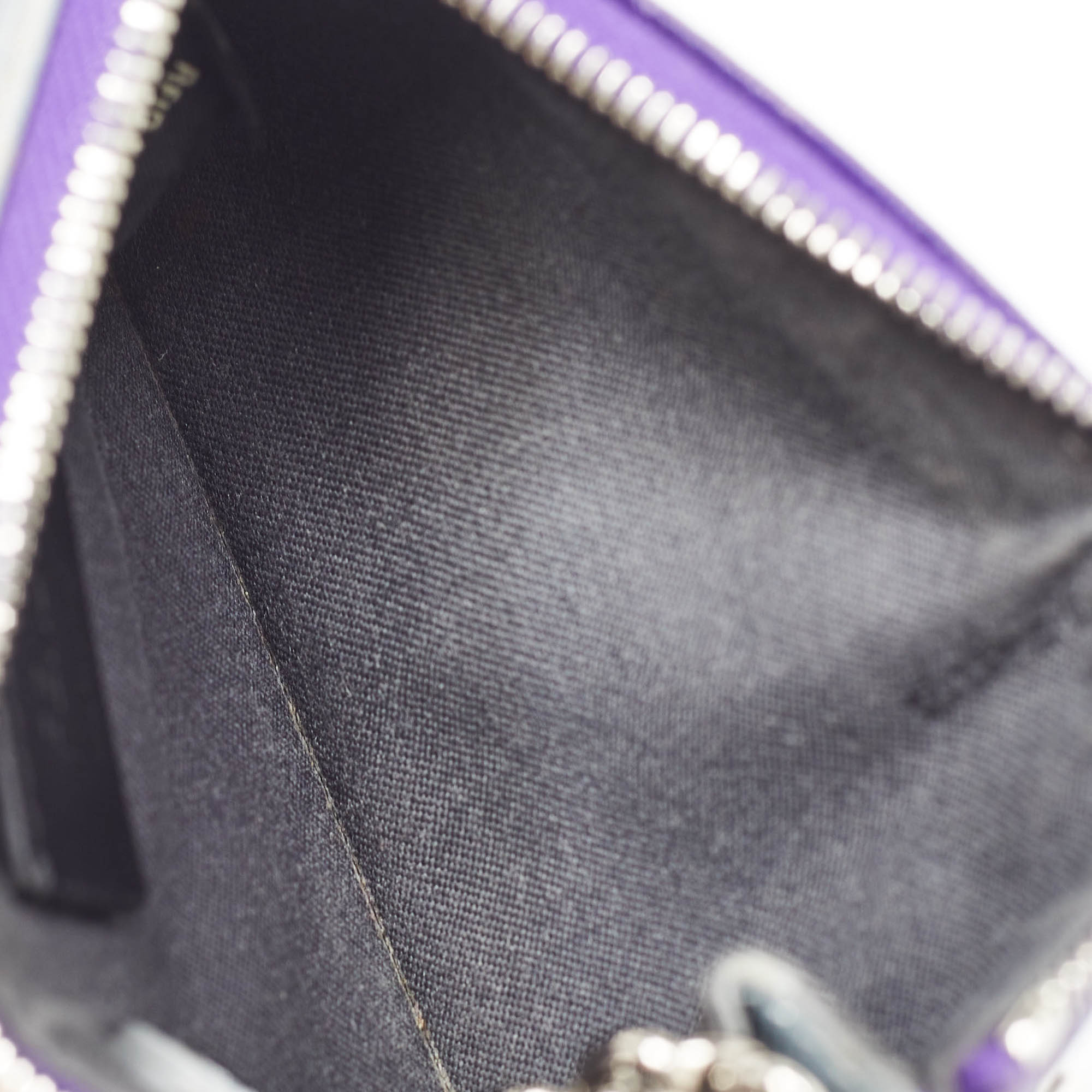 Fendi Purple/Grey Leather Zip Coin Pouch