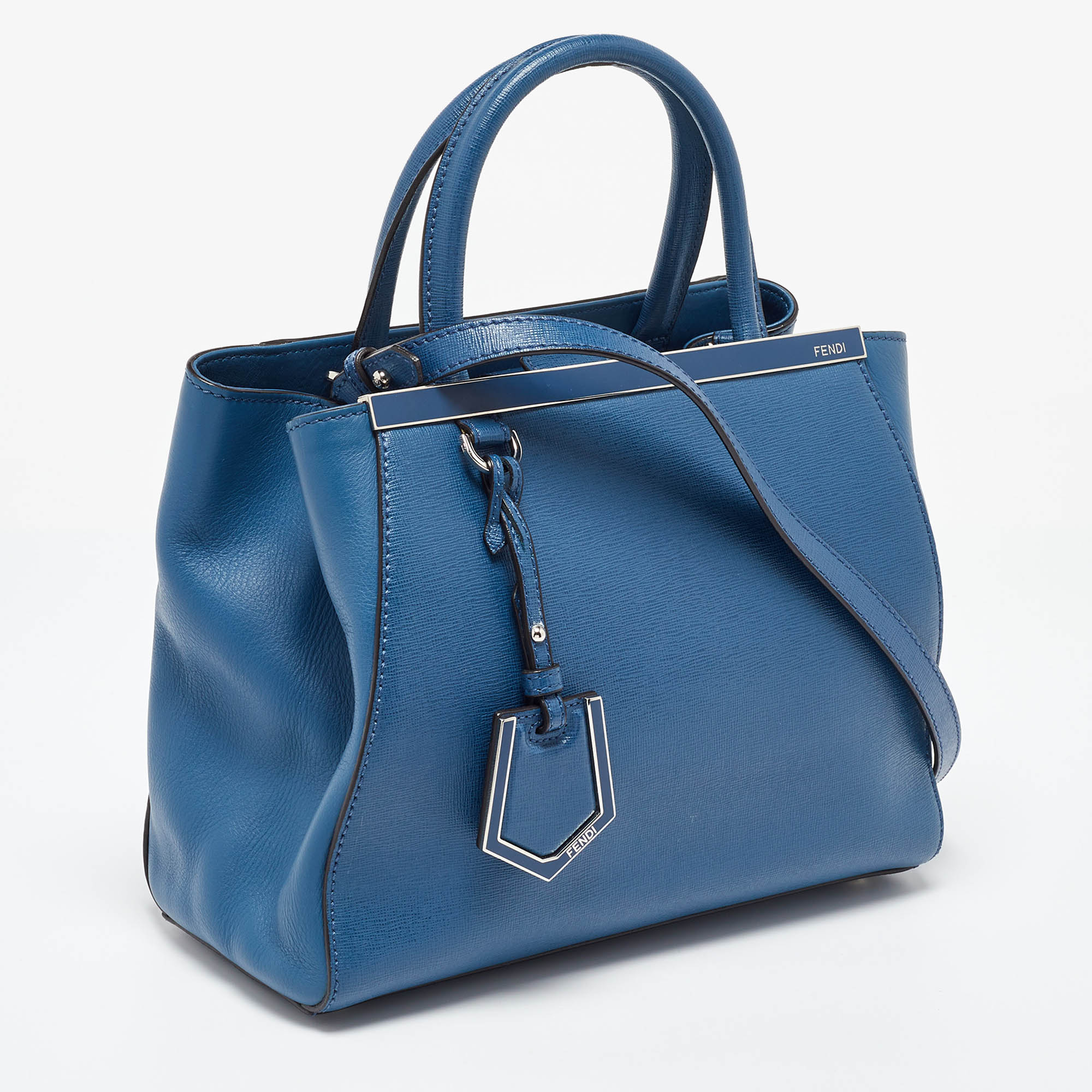 Fendi Blue Leather Petite Sac 2jours Tote