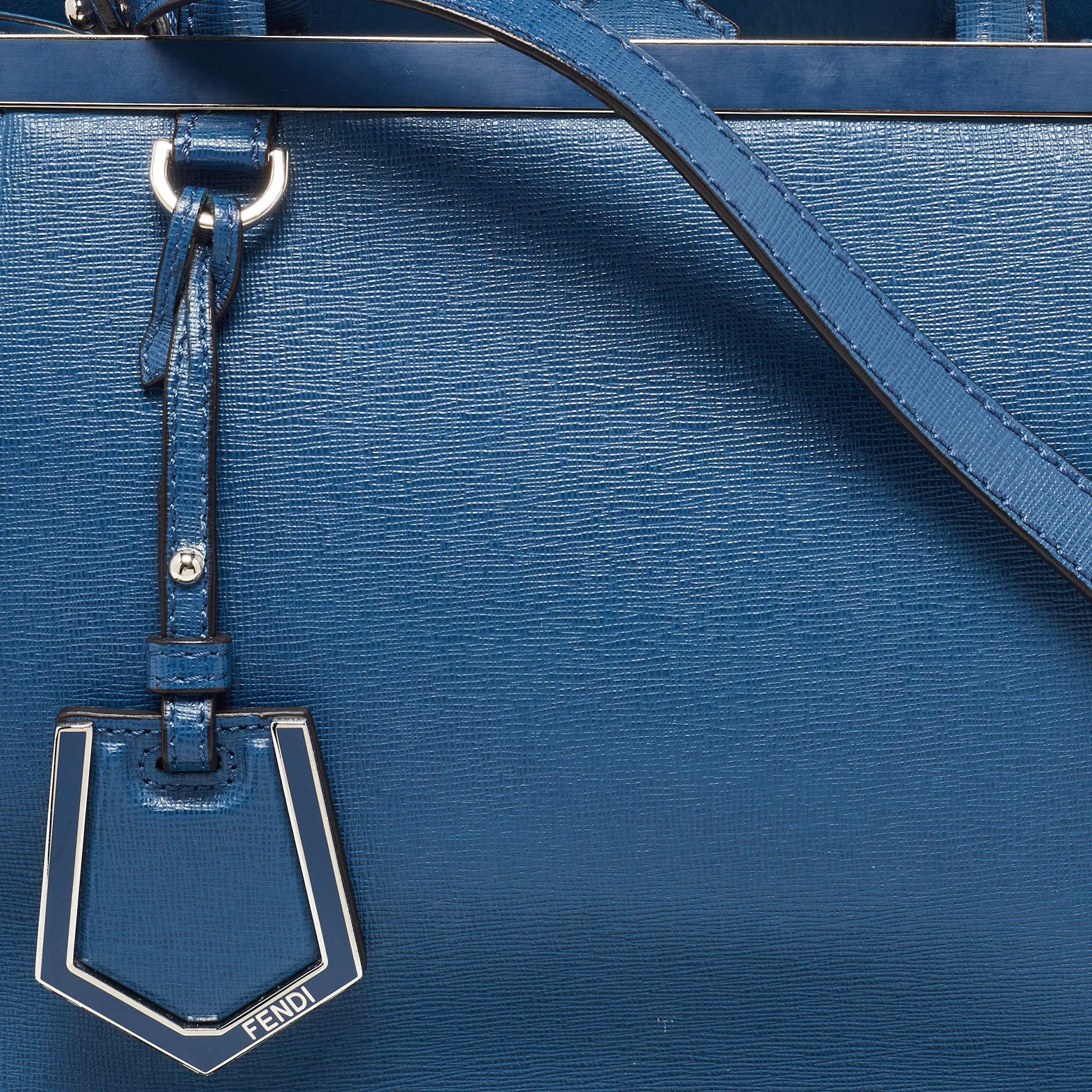 Fendi Blue Leather Petite Sac 2jours Tote