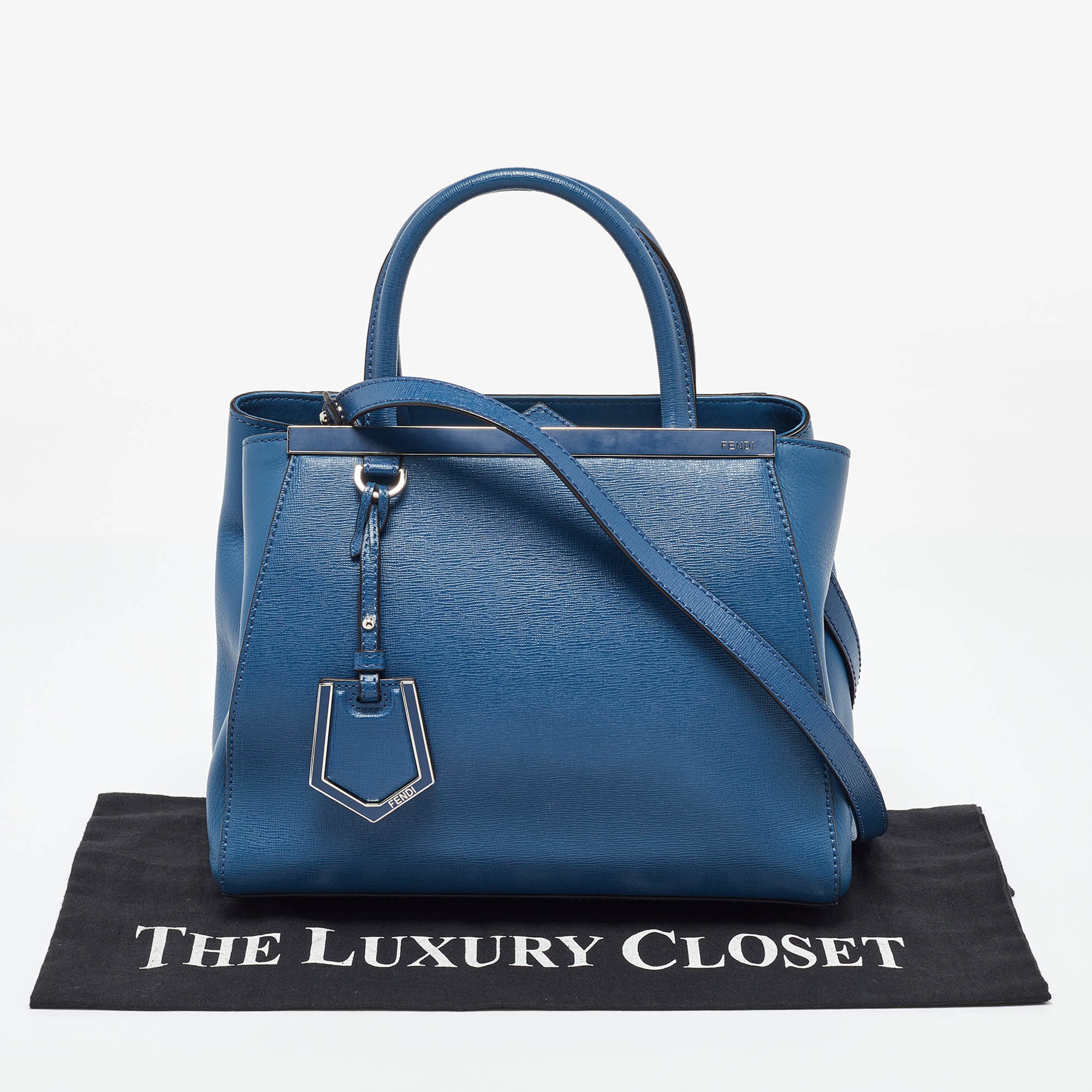 Fendi Blue Leather Petite Sac 2jours Tote