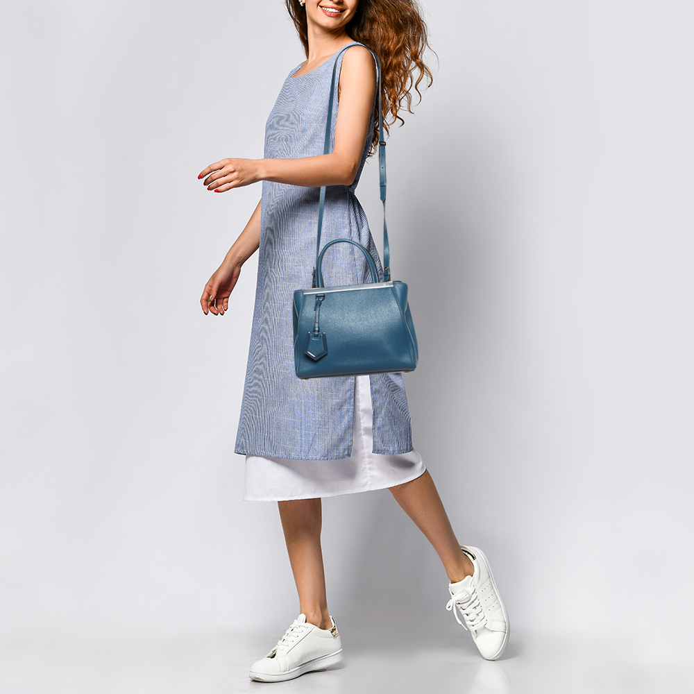 Fendi Blue Leather Petite Sac 2jours Tote