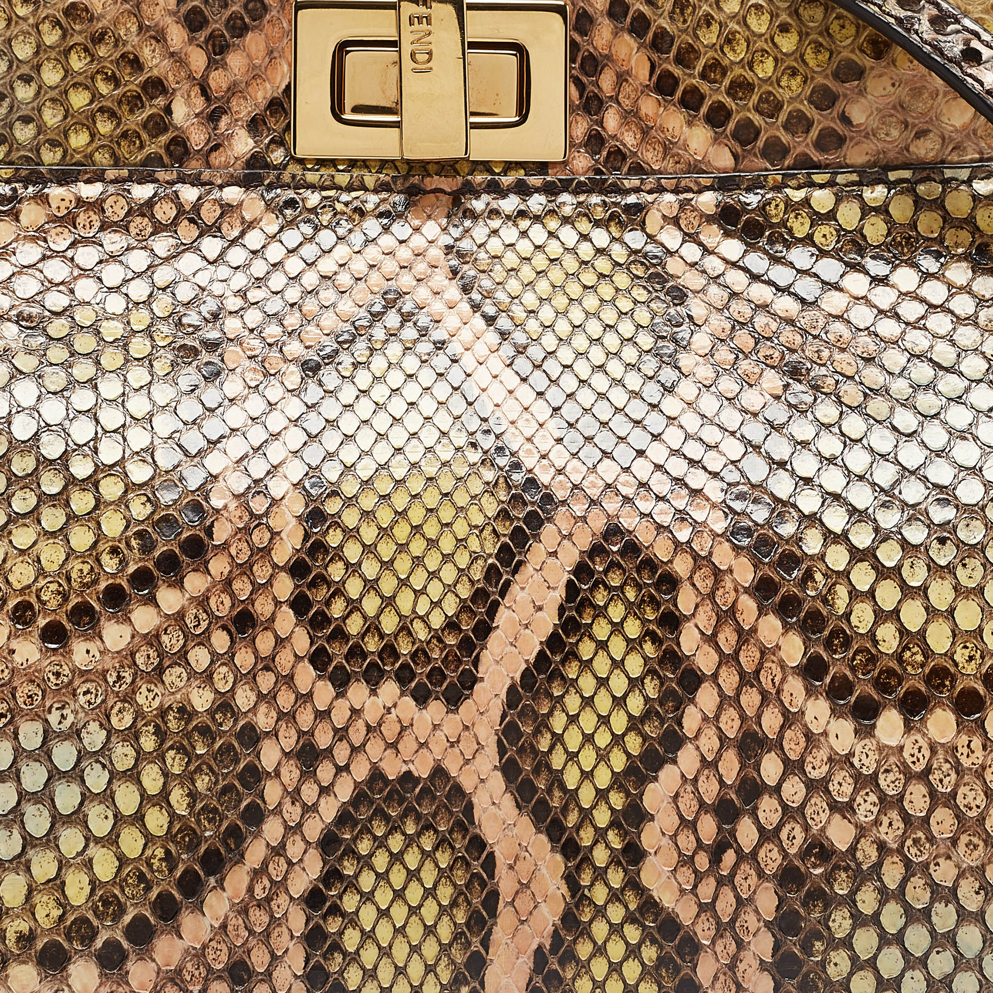 Fendi Multicolor Python Mini Peekaboo Top Handle Bag