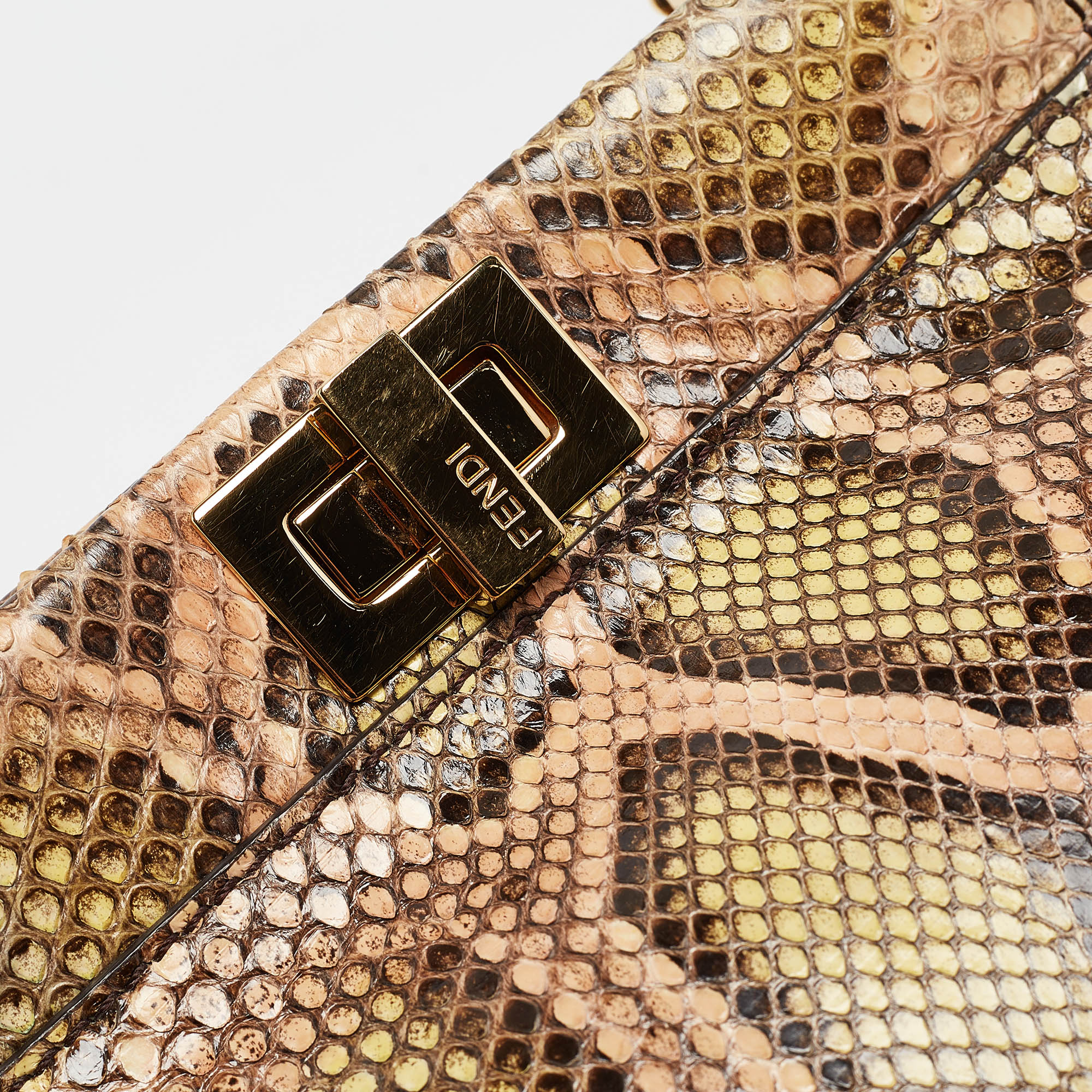 Fendi Multicolor Python Mini Peekaboo Top Handle Bag