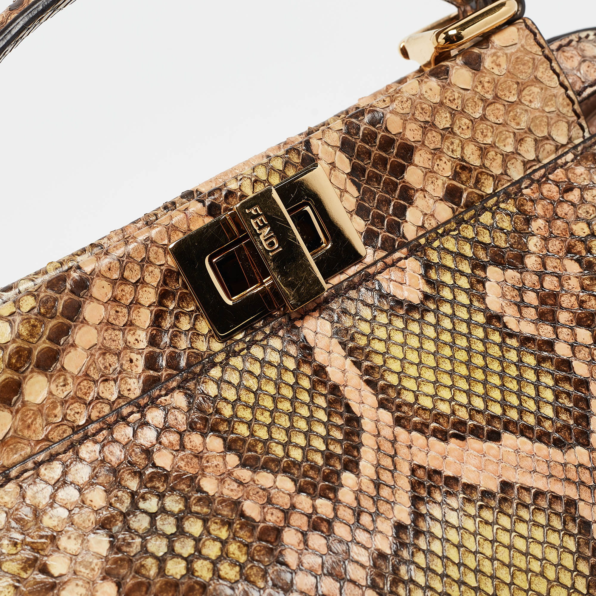 Fendi Multicolor Python Mini Peekaboo Top Handle Bag