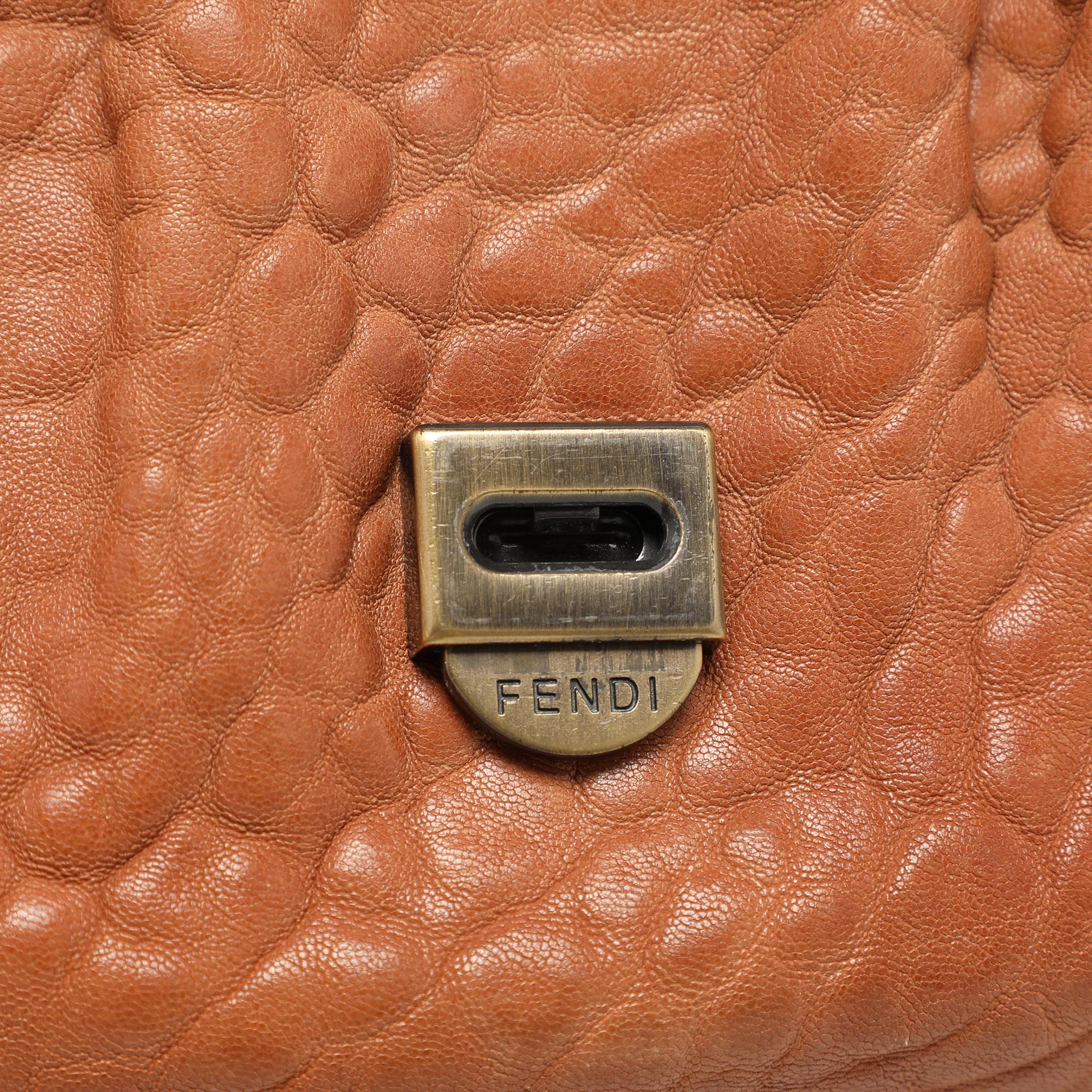 Fendi Black/Brown Patent And Leather B Shoulder Bag