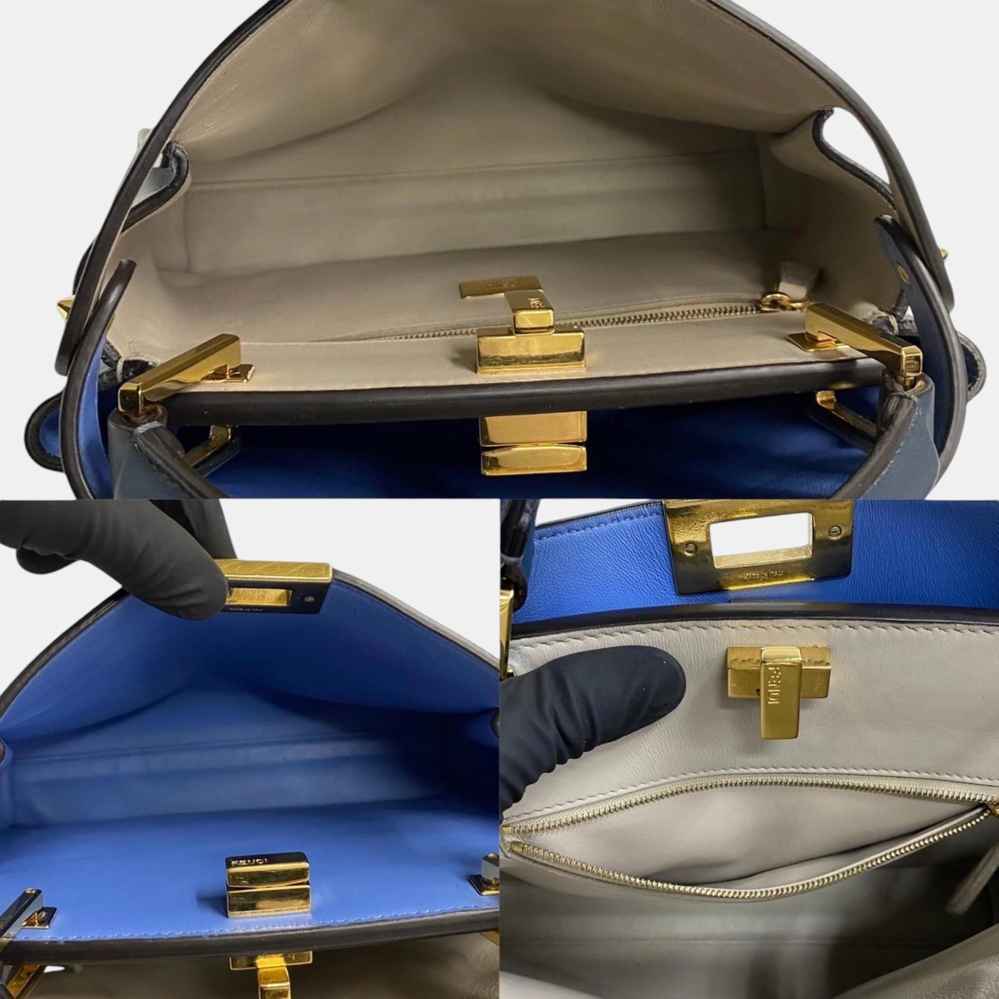 Fendi Navy Blue Peekaboo Leather Handbag