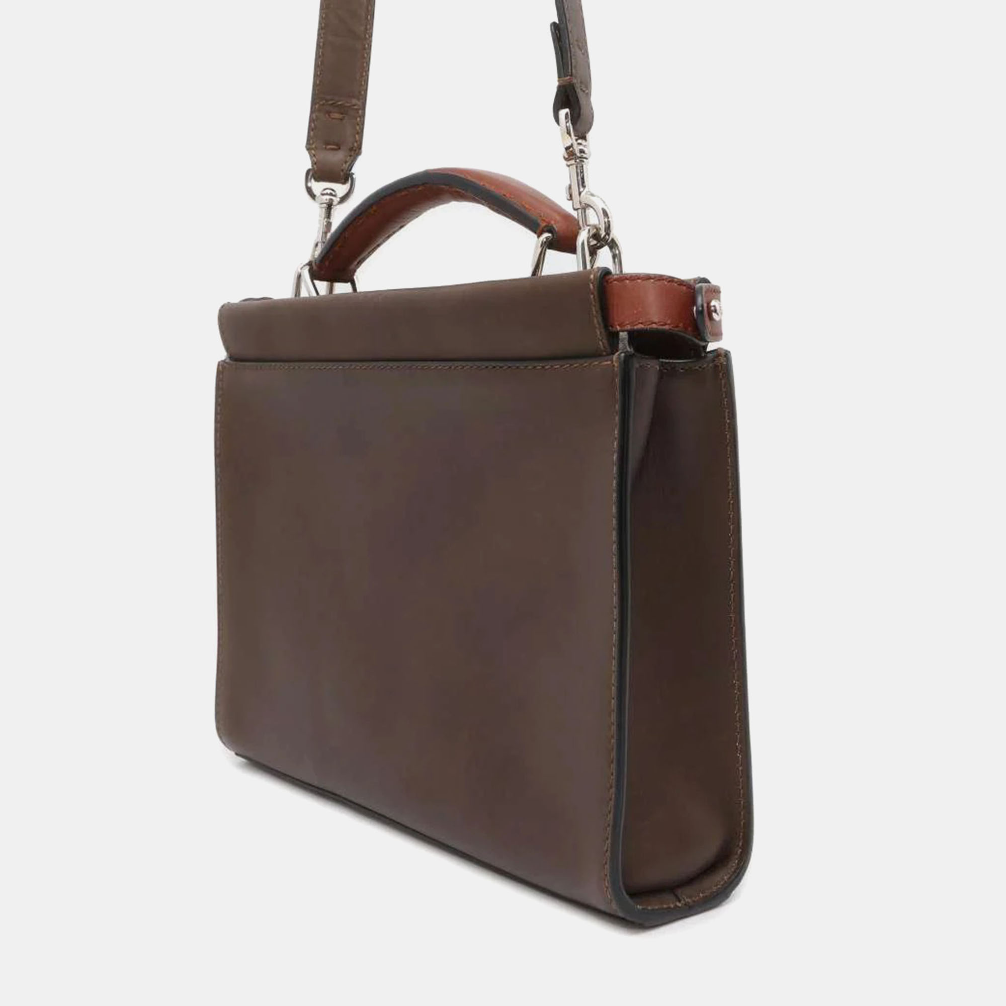 Fendi Brown Leather Peekaboo Fit Mini Bag