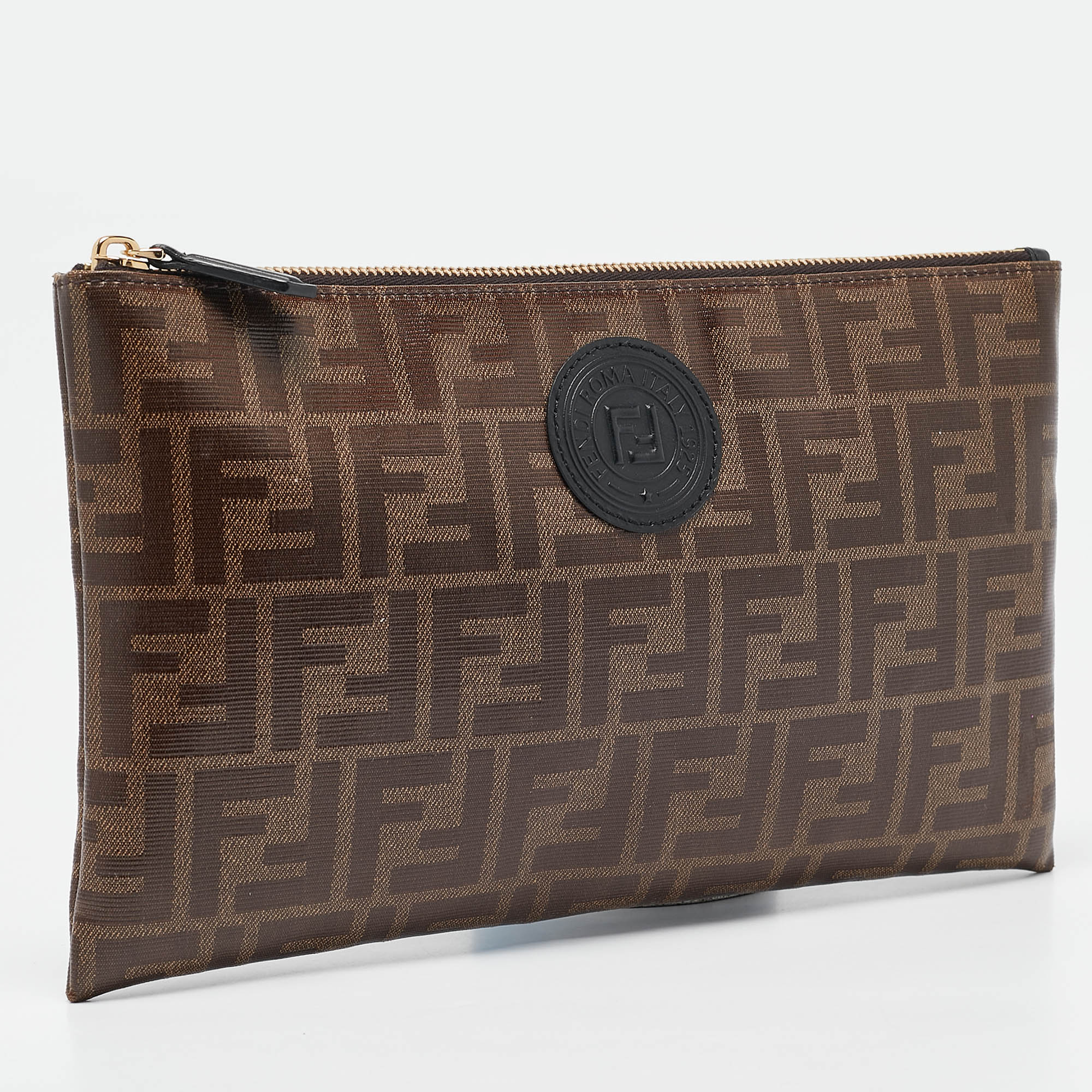 Fendi Tobacco Zucca Coated Canvas FFreedom Pouch