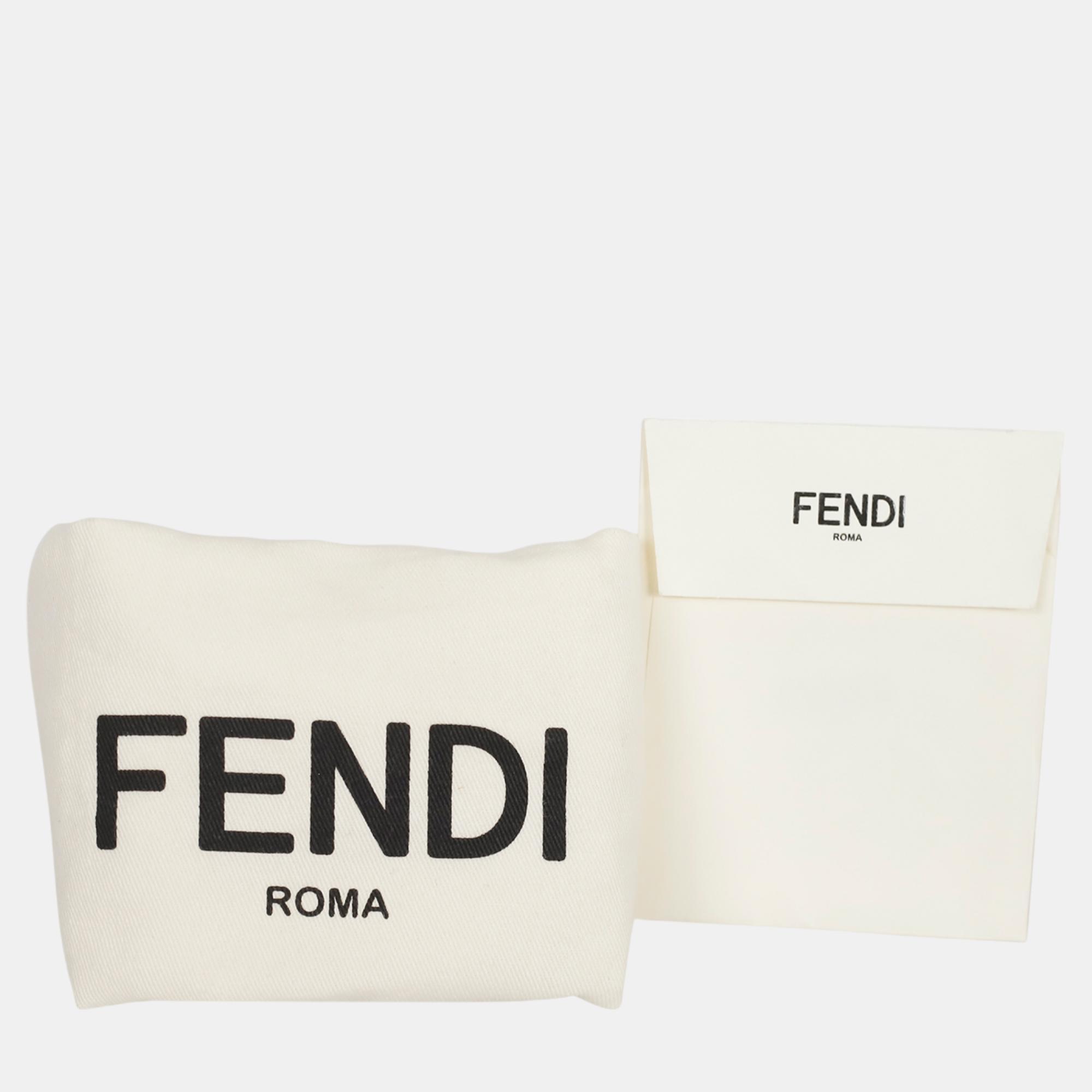 Fendi Black Leather Selleria FF Baguette Clutch