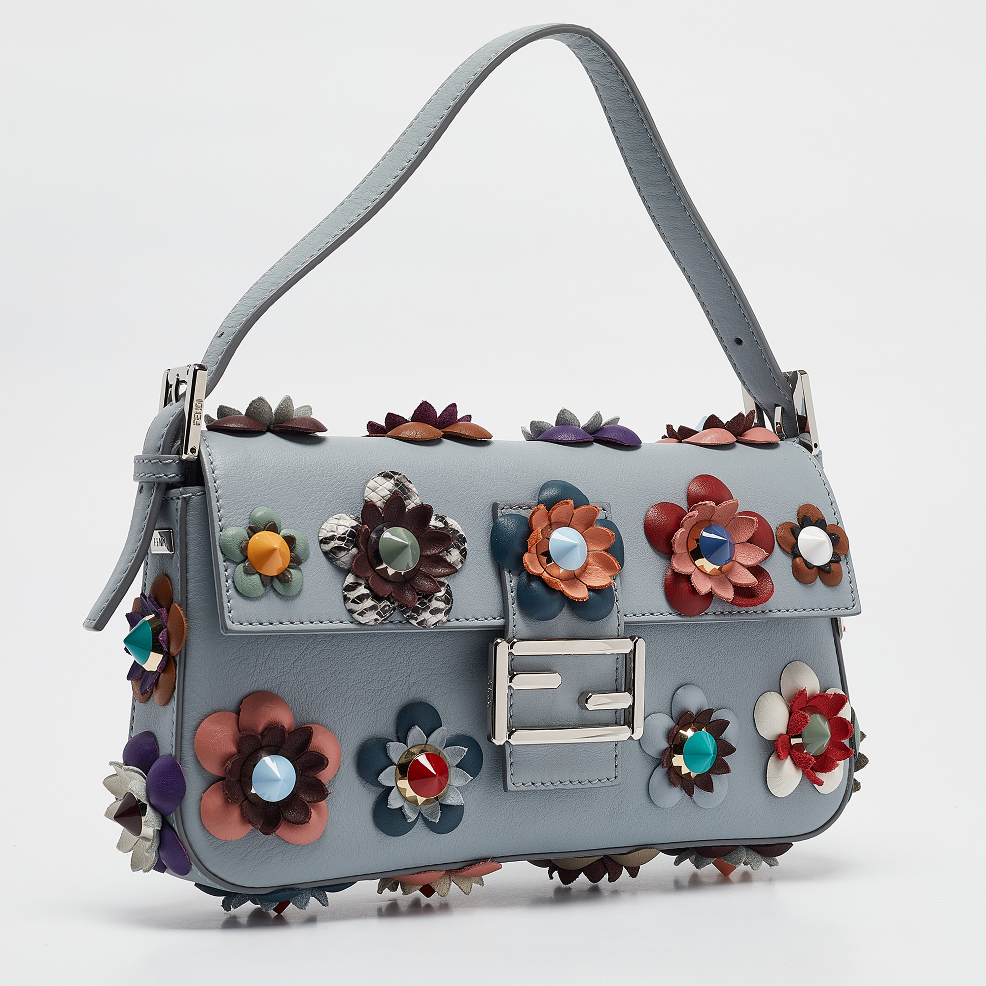 Fendi Multicolor Leather Flowerland Baguette Bag