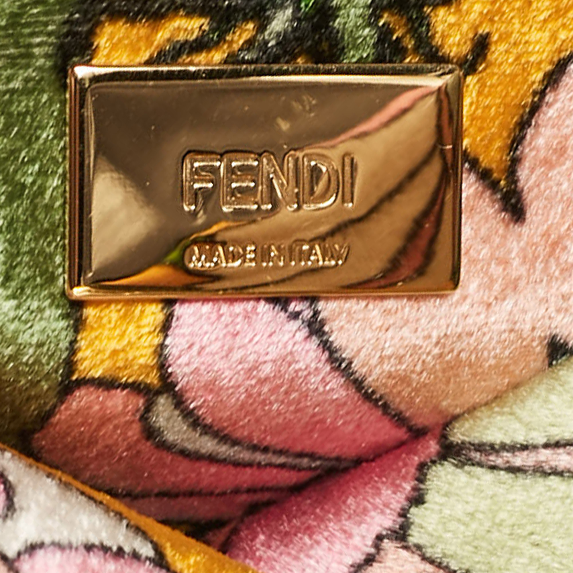 Fendi Multicolor Velvet Mini Floral Peekaboo Top Handle Bag