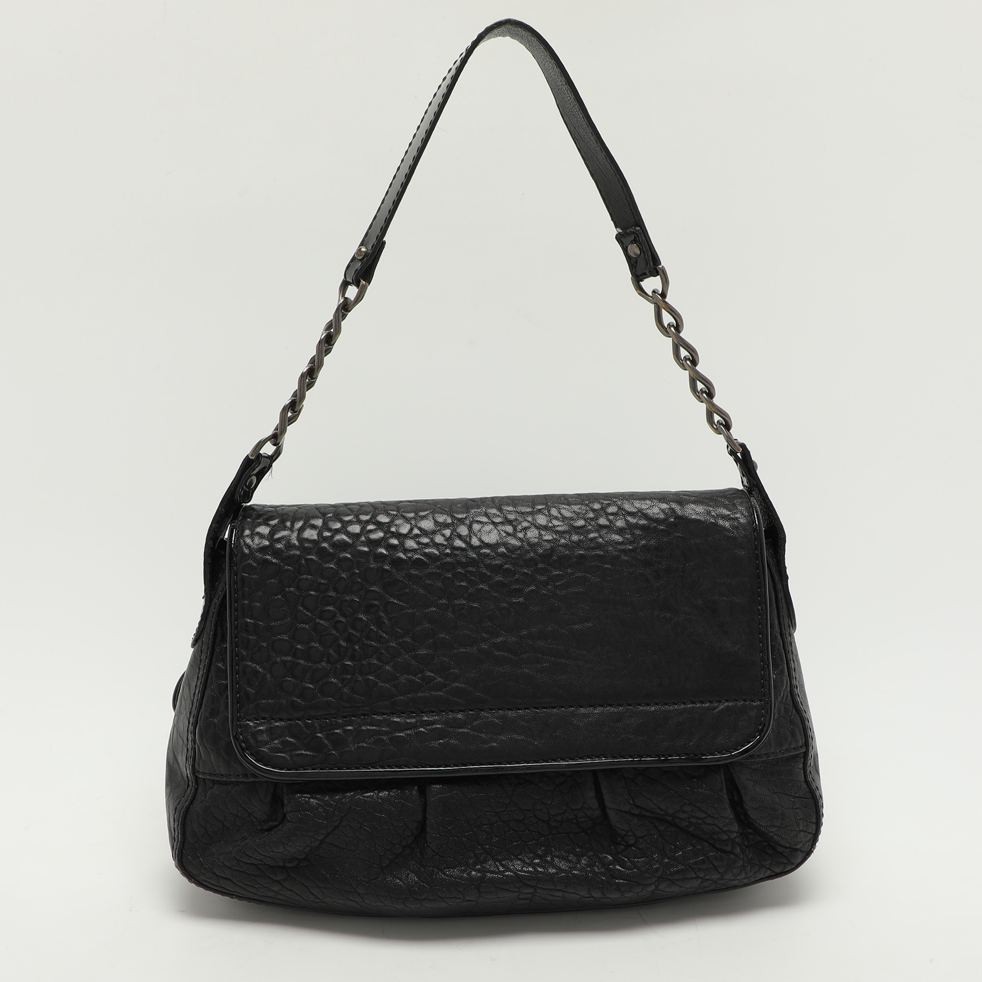 Fendi Black Textured Leather B Bis Shoulder Bag