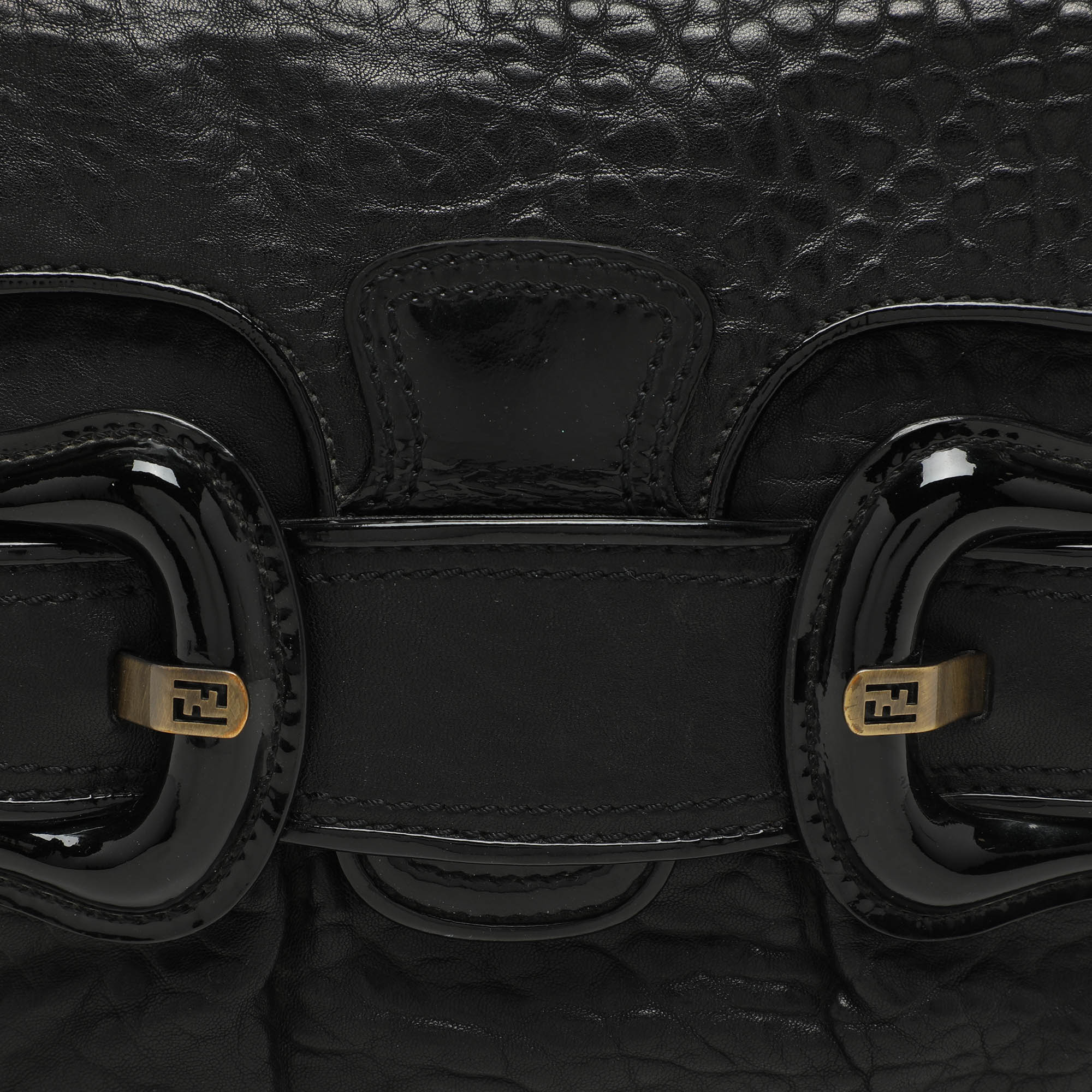 Fendi Black Textured Leather B Bis Shoulder Bag