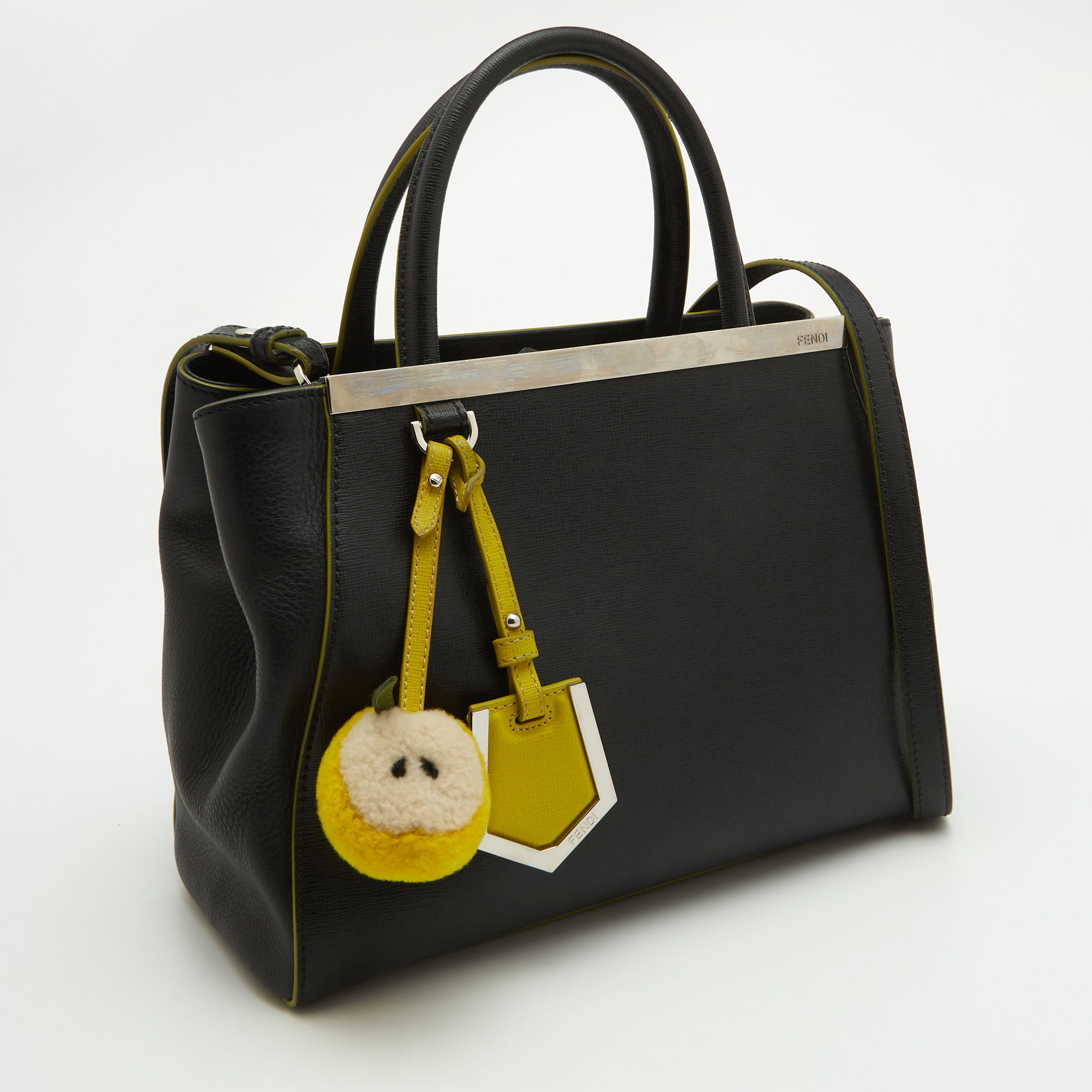 Fendi Black/Green Leather Petite Sac 2jours Tote