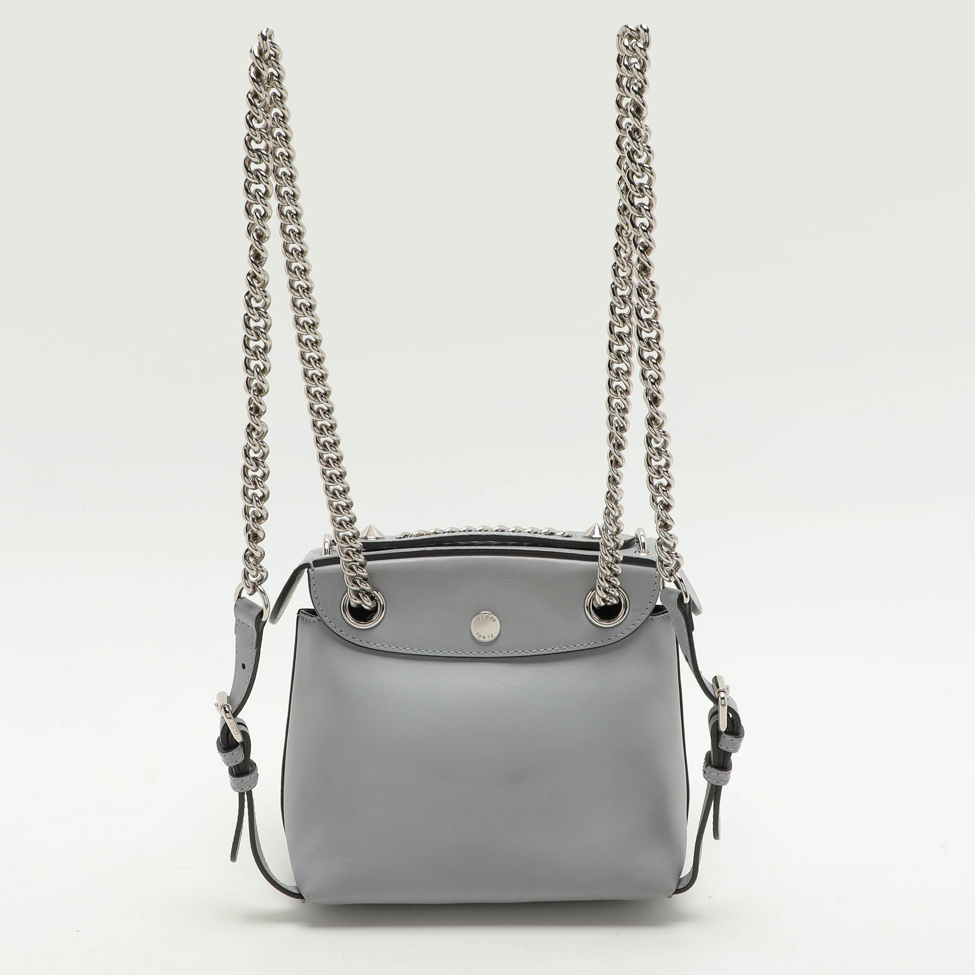 Fendi Grey Leather Back To School Backpack