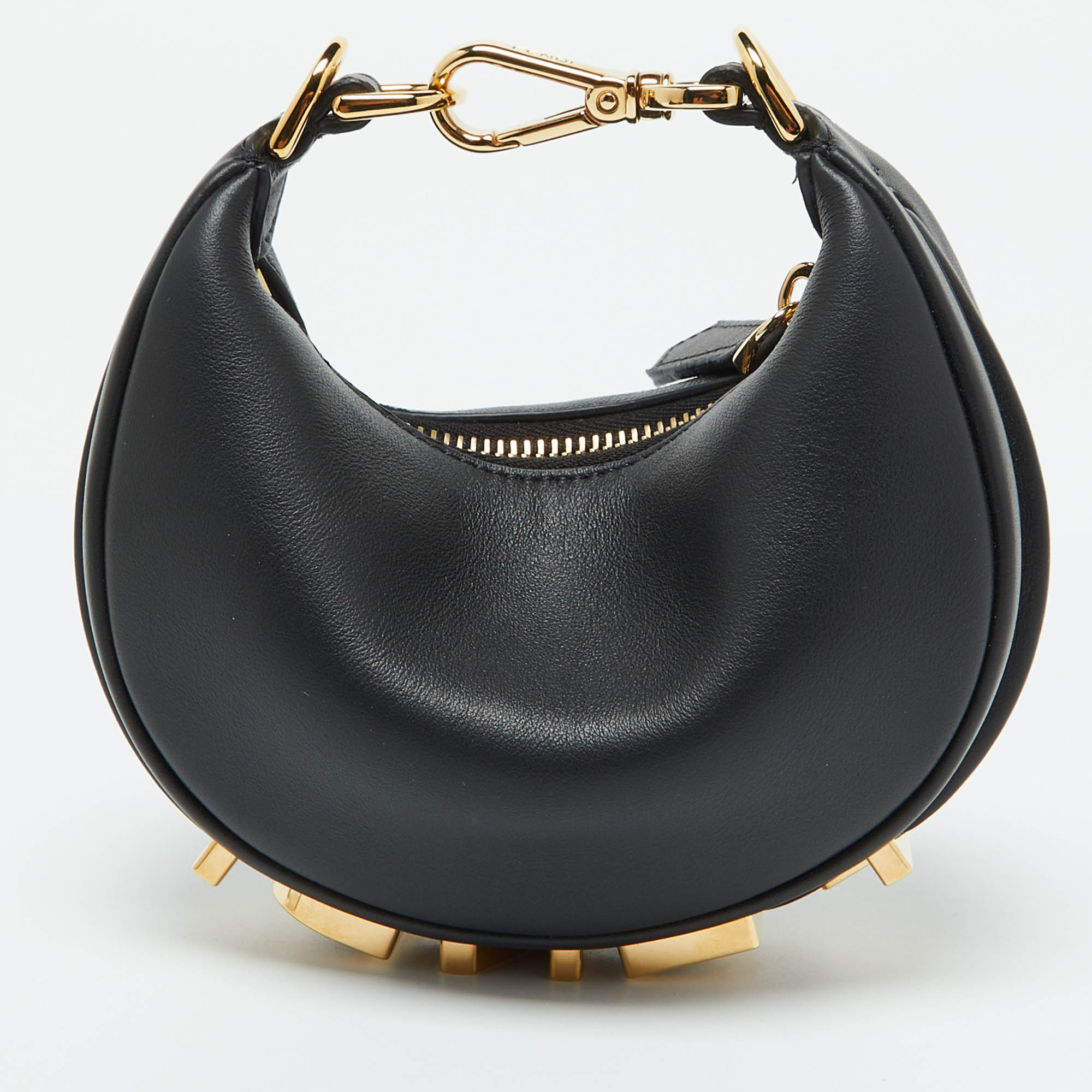 Fendi Black Leather Nano Fendigraphy Hobo