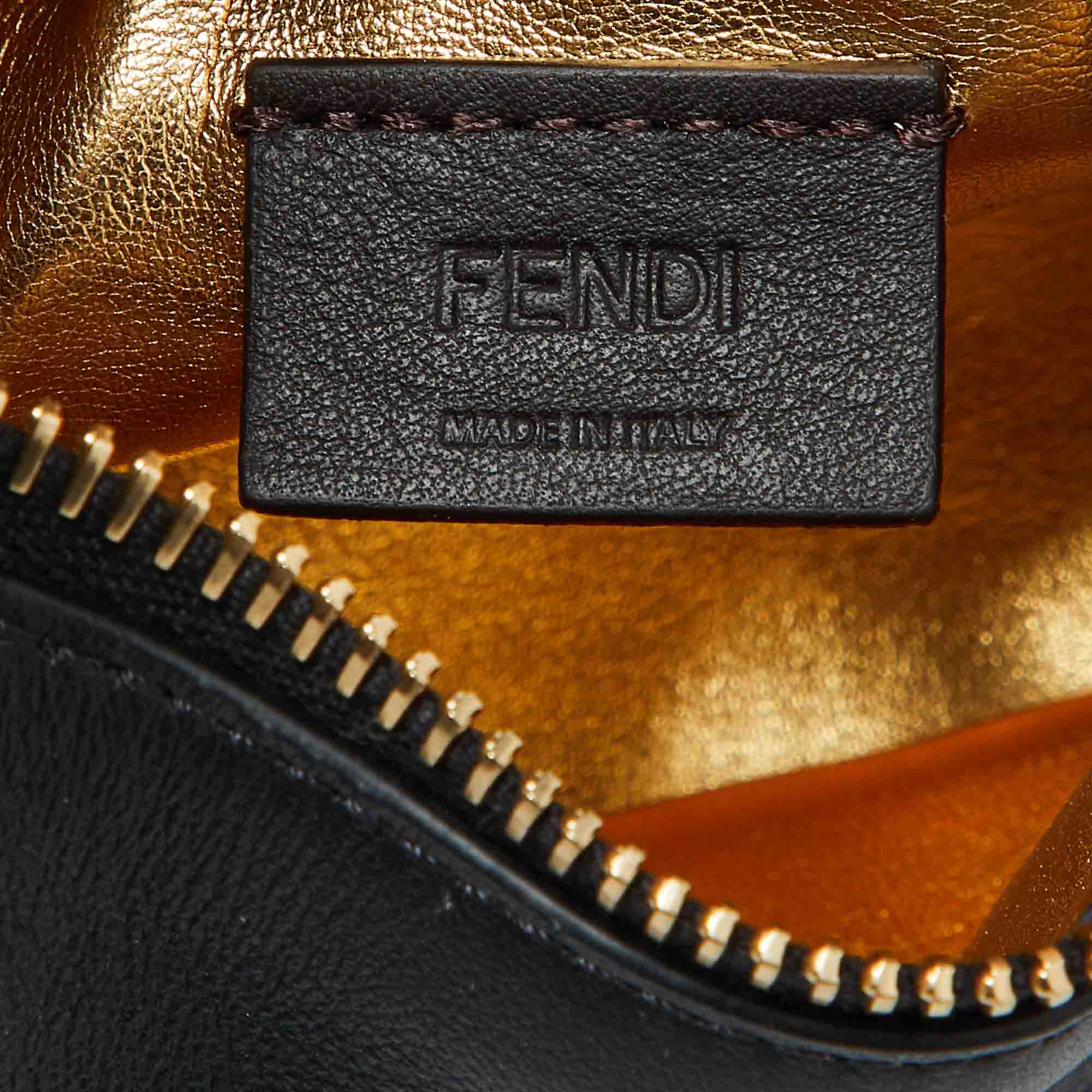 Fendi Black Leather Nano Fendigraphy Hobo