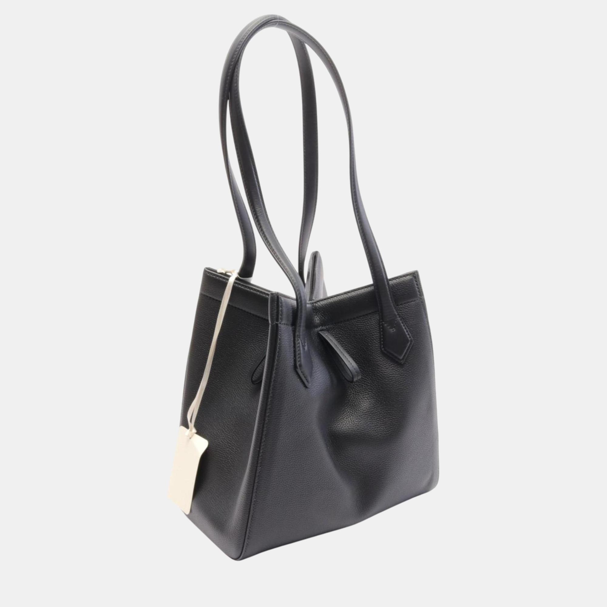 Fendi Black Leather Origami Medium Tote Bag