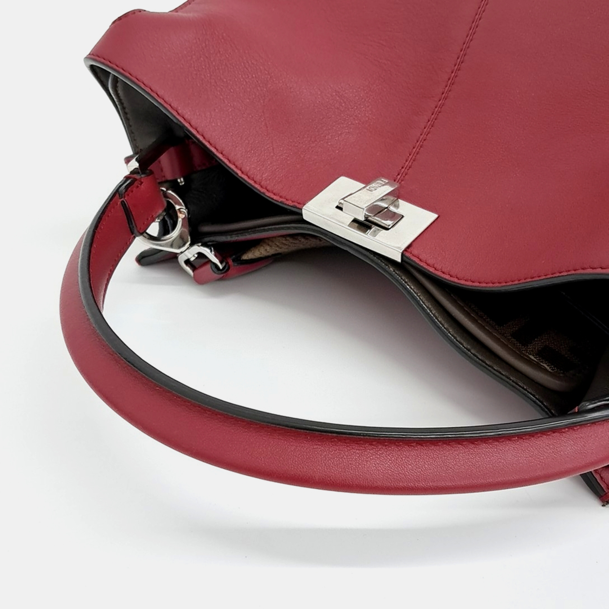 Fendi Red Leather Peekaboo XLite Medium Bag