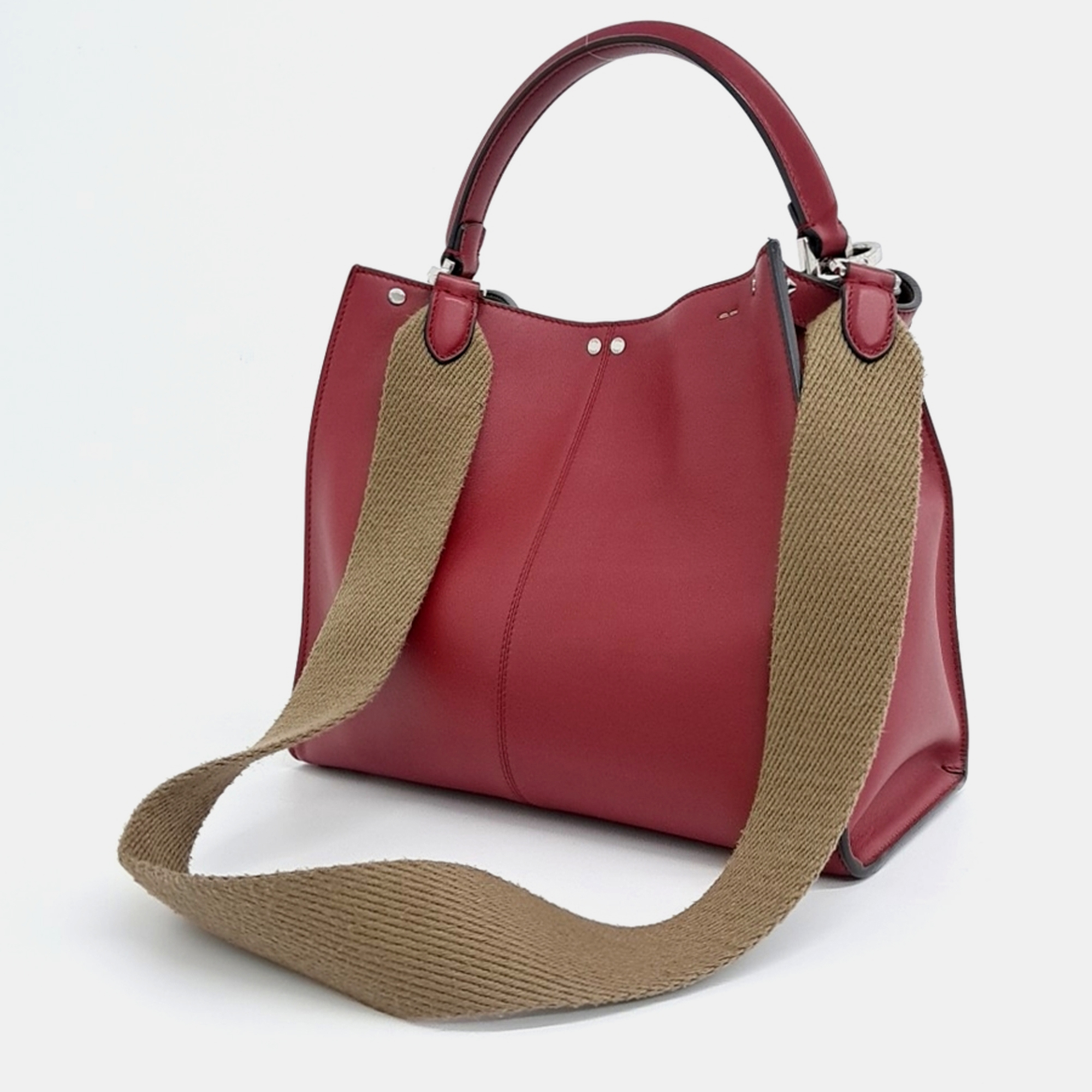 Fendi Red Leather Peekaboo XLite Medium Bag